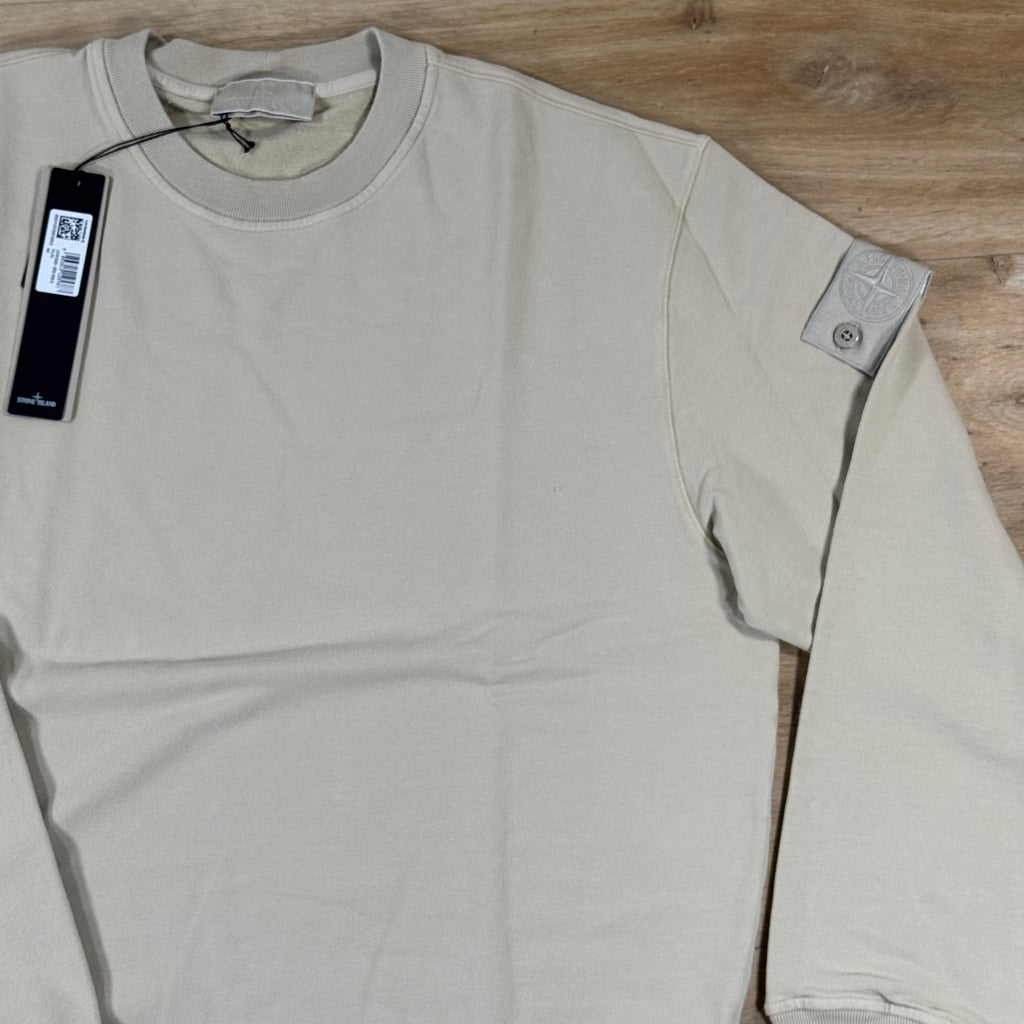 Stone Island Ghost Stretch Cotton Fleece Crewneck Sweatshirt in Beige