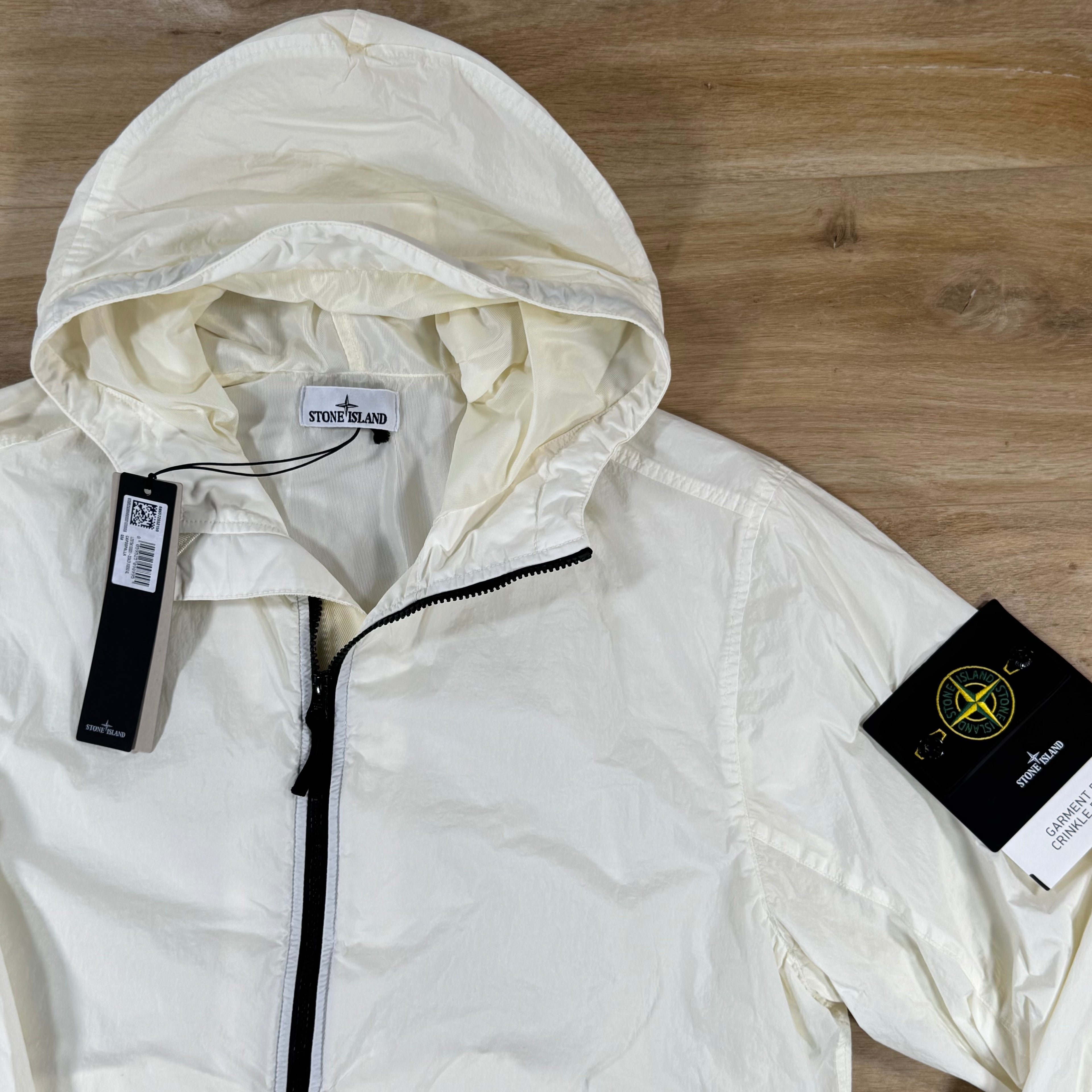 Stone Island Crinkle Reps NY Hooded Jacket in Ivory