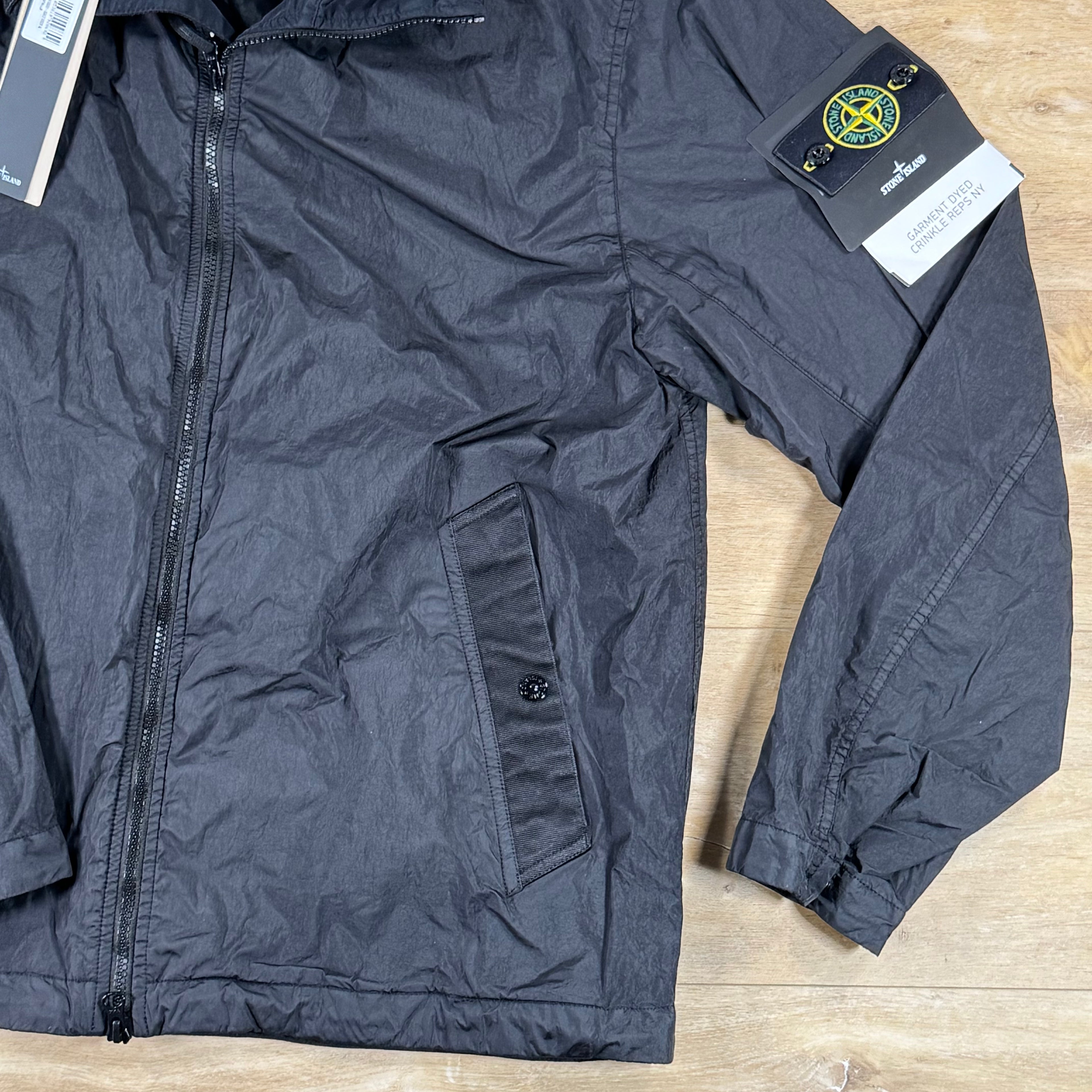 Stone Island Crinkle Reps NY Hooded Jacket in Black