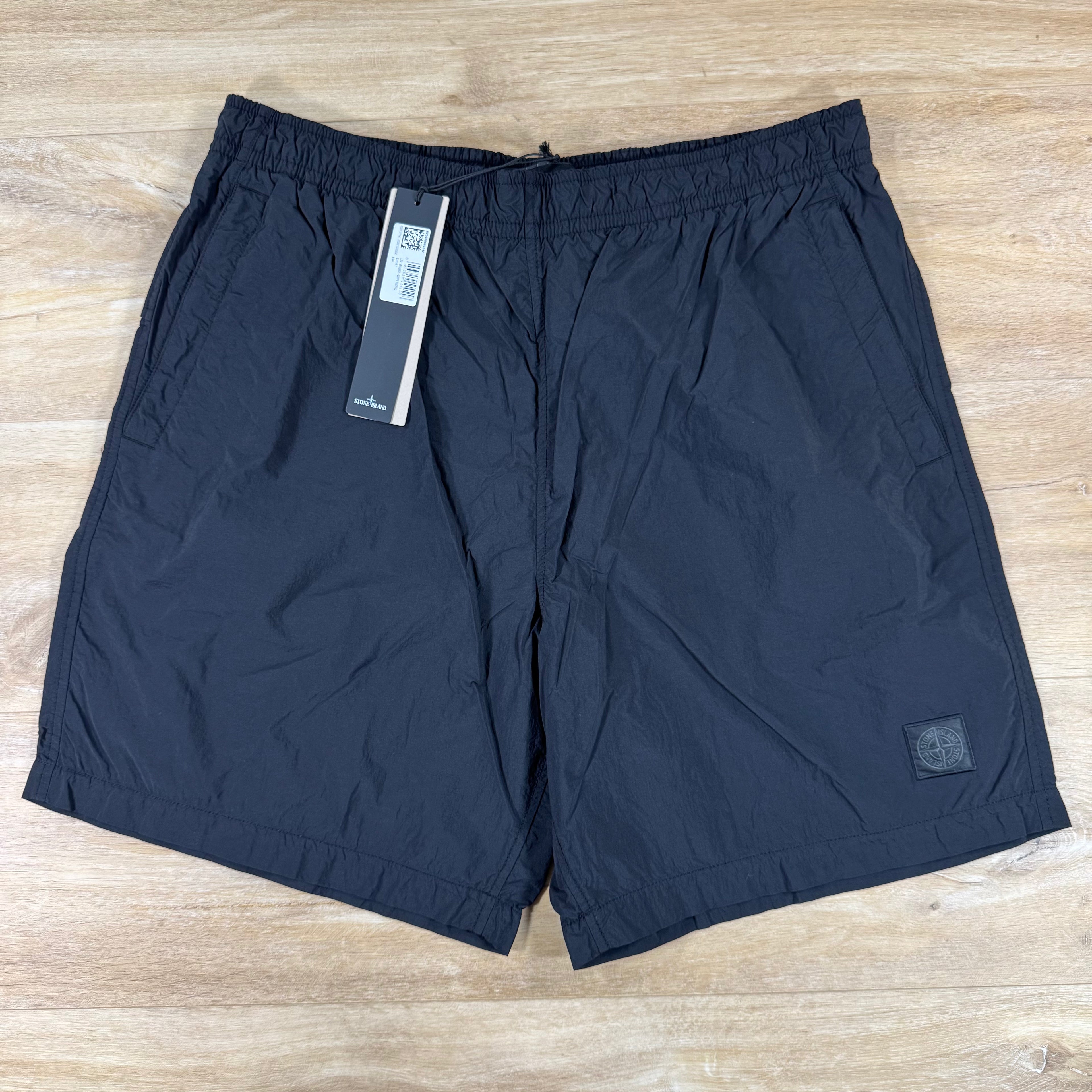 Stone Island Ghost Nylon Smerigliato Mid-Length Swim Shorts in Black