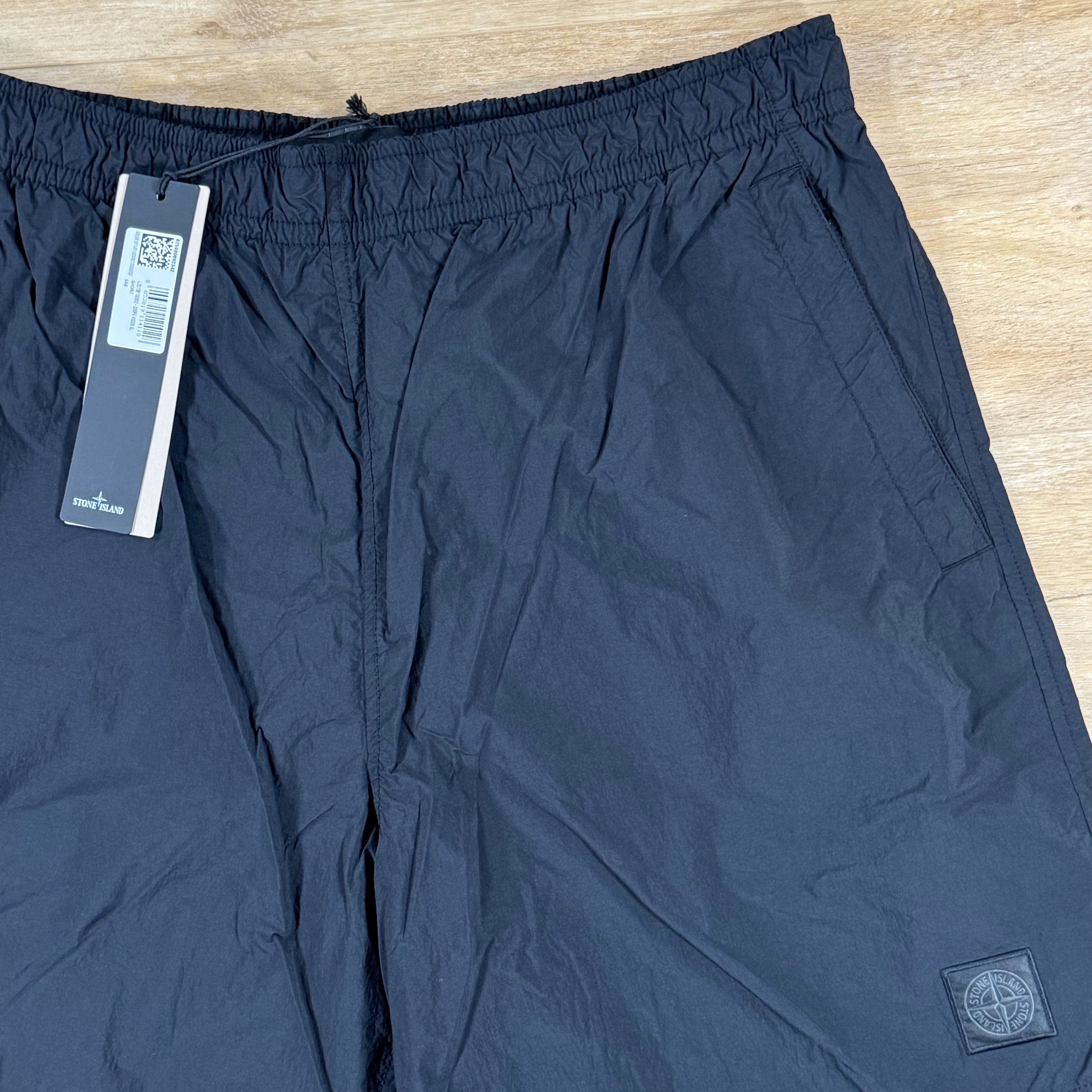 Stone Island Ghost Nylon Smerigliato Mid-Length Swim Shorts in Black