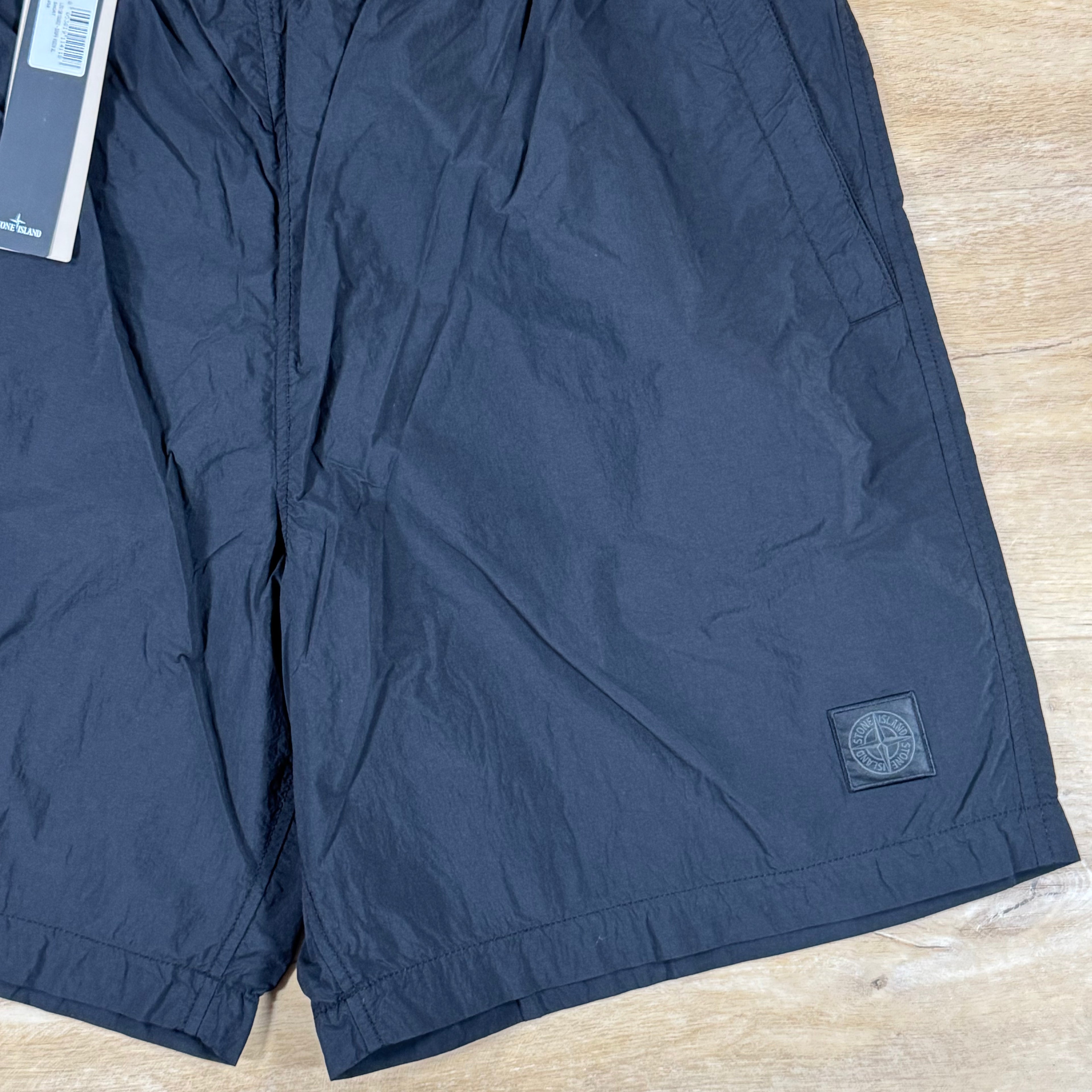 Stone Island Ghost Nylon Smerigliato Mid-Length Swim Shorts in Black