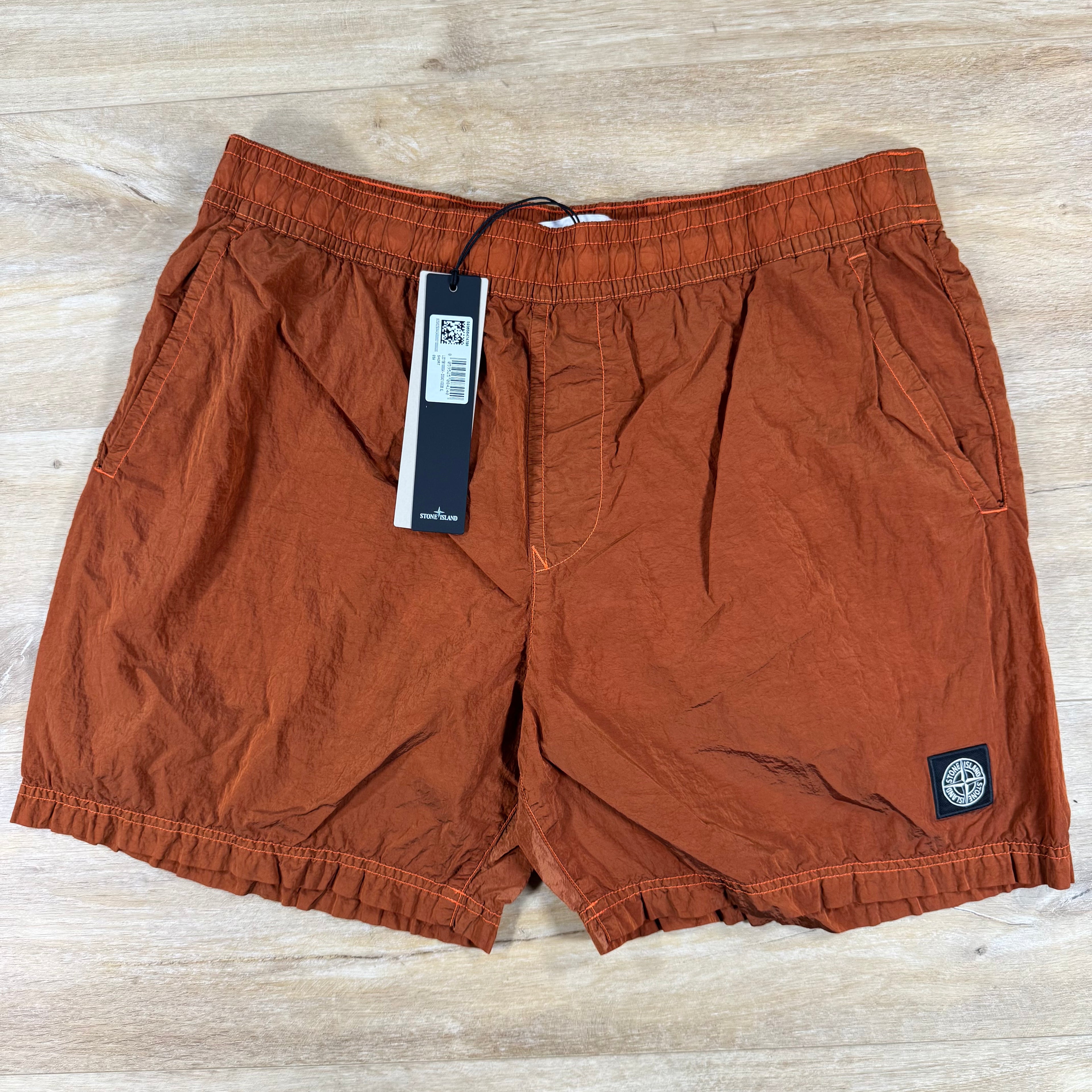 Stone Island Nylon Metal Mid-Length Swim Shorts in Burnt Orange
