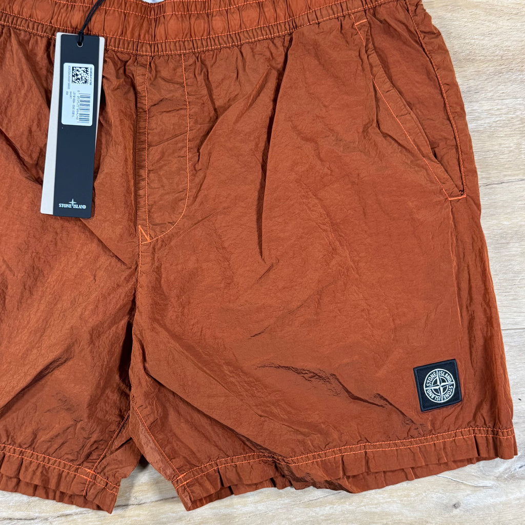 Stone Island Nylon Metal Mid-Length Swim Shorts in Burnt Orange