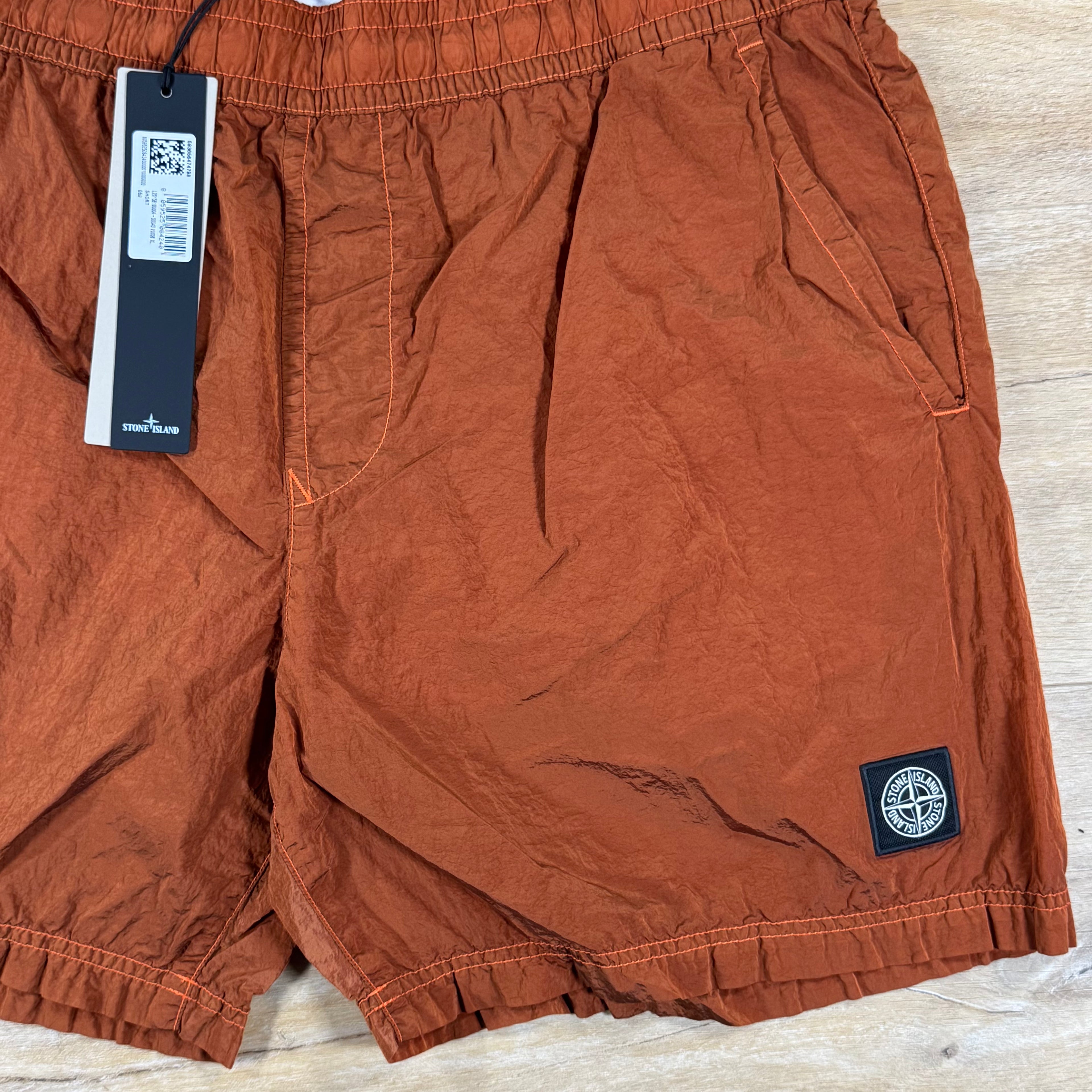 Stone Island Nylon Metal Mid-Length Swim Shorts in Burnt Orange
