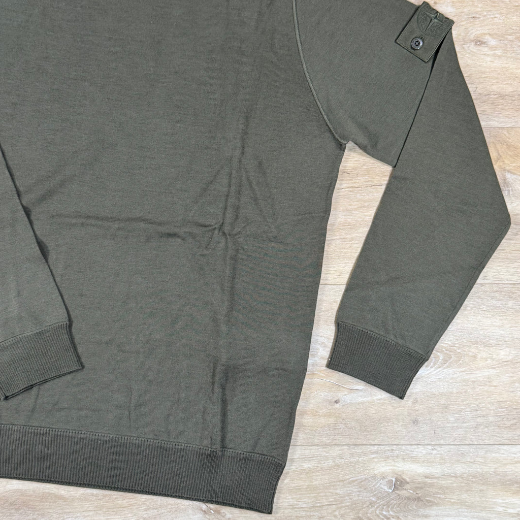 Stone Island Ghost Light Pure RWS Wool Turtleneck Jumper in Military Green
