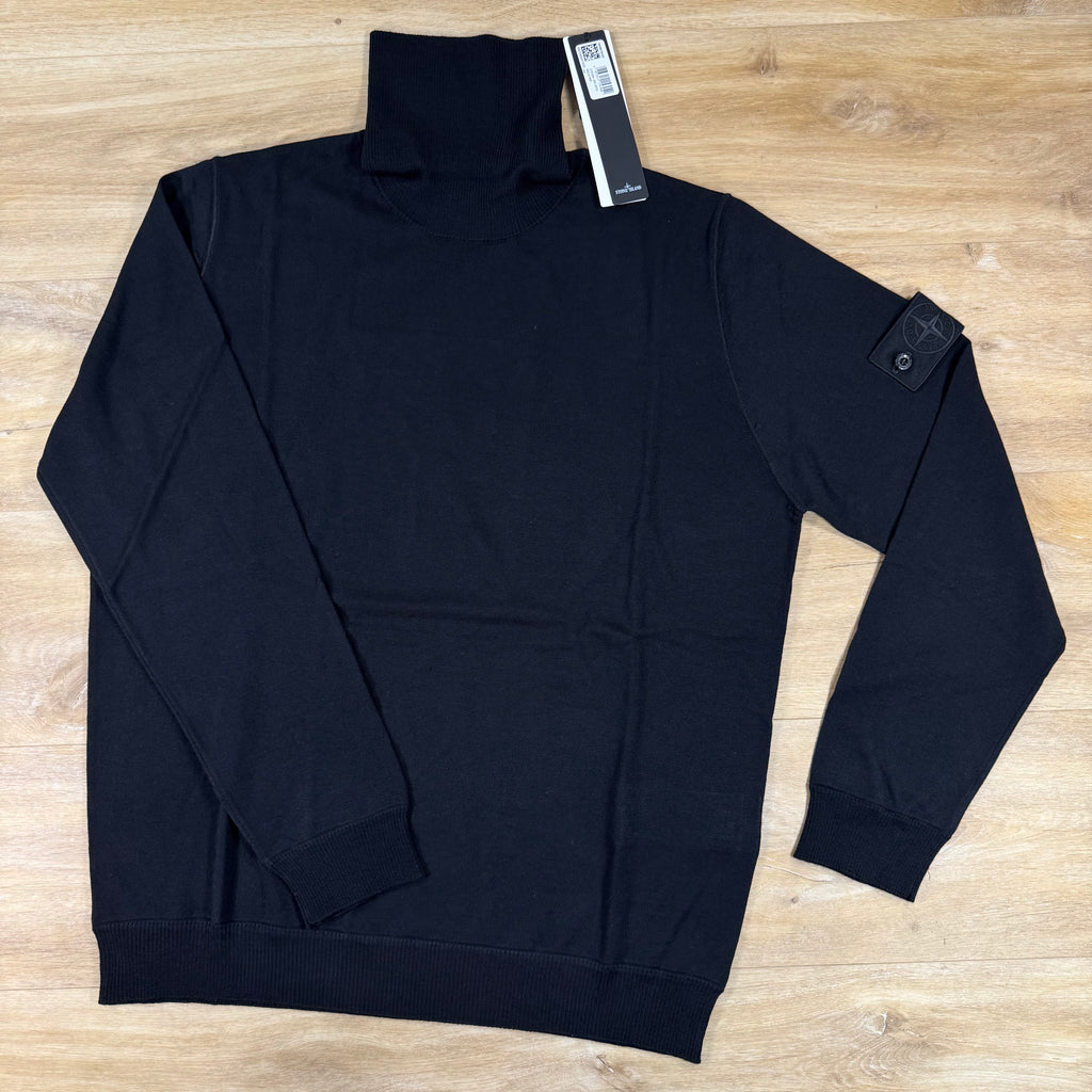 Stone Island Ghost Light Pure RWS Wool Turtleneck Jumper in Black