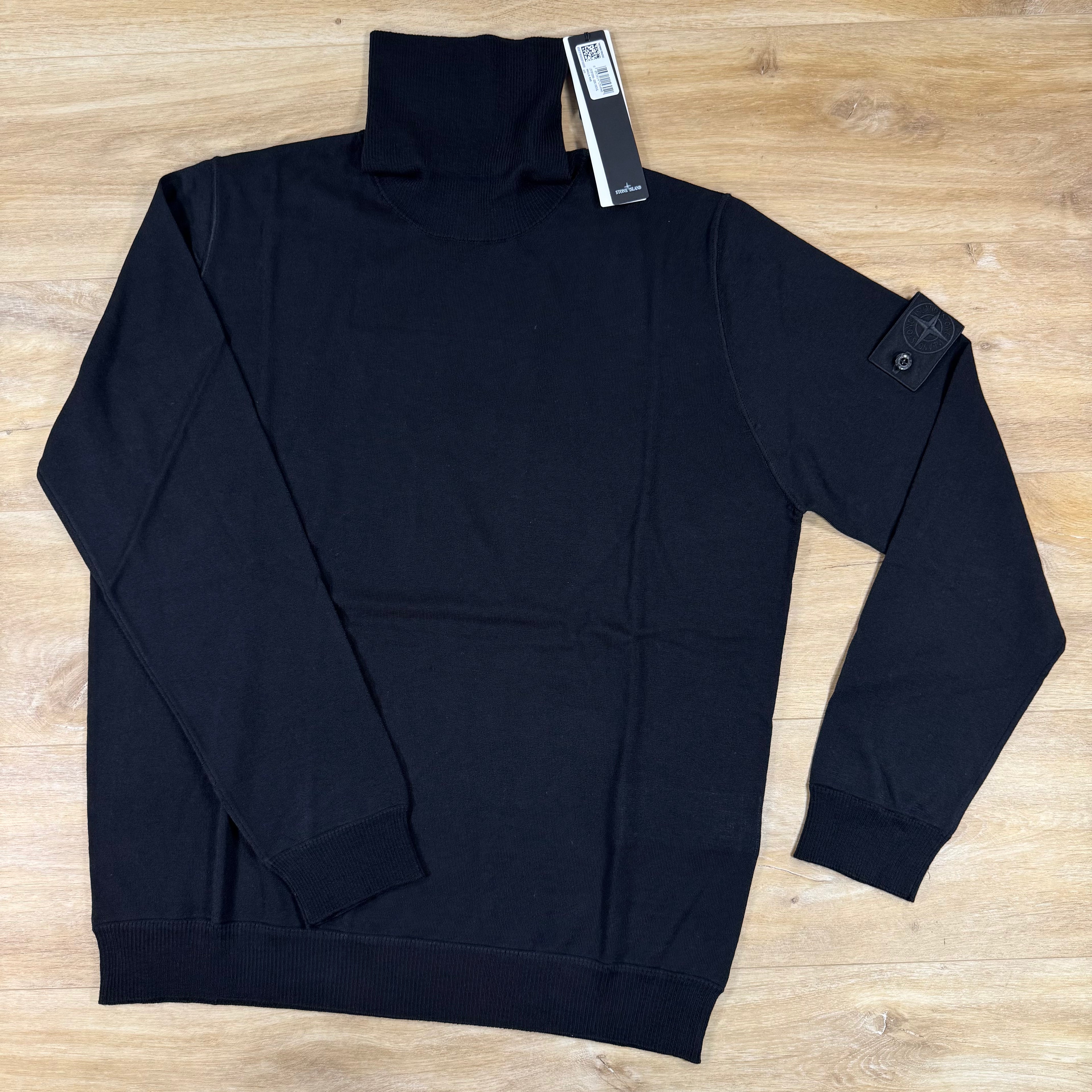 Stone Island Ghost Light Pure RWS Wool Turtleneck Jumper in Black