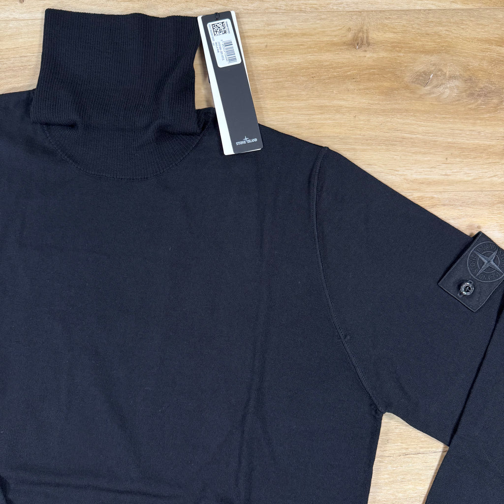 Stone Island Ghost Light Pure RWS Wool Turtleneck Jumper in Black
