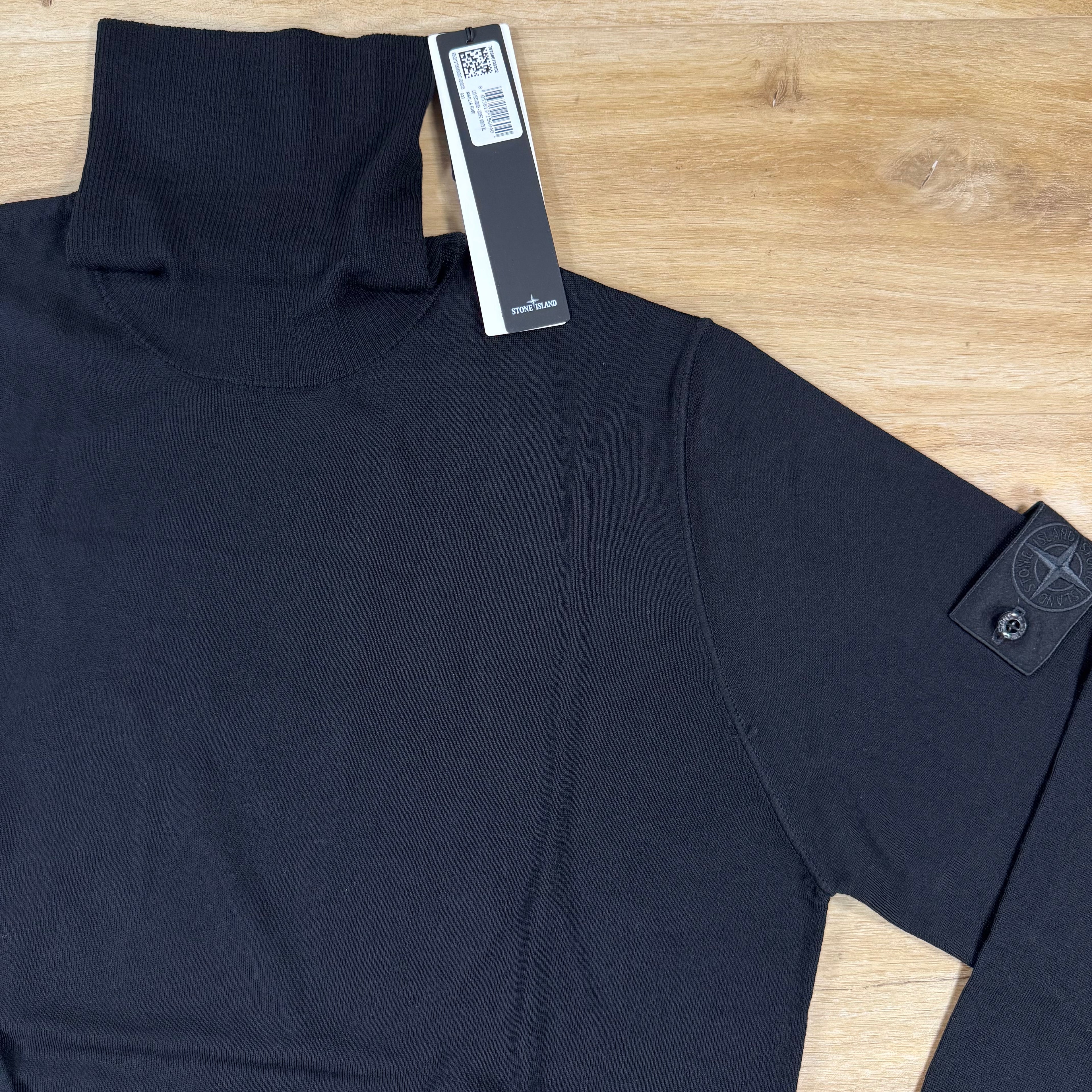 Stone Island Ghost Light Pure RWS Wool Turtleneck Jumper in Black