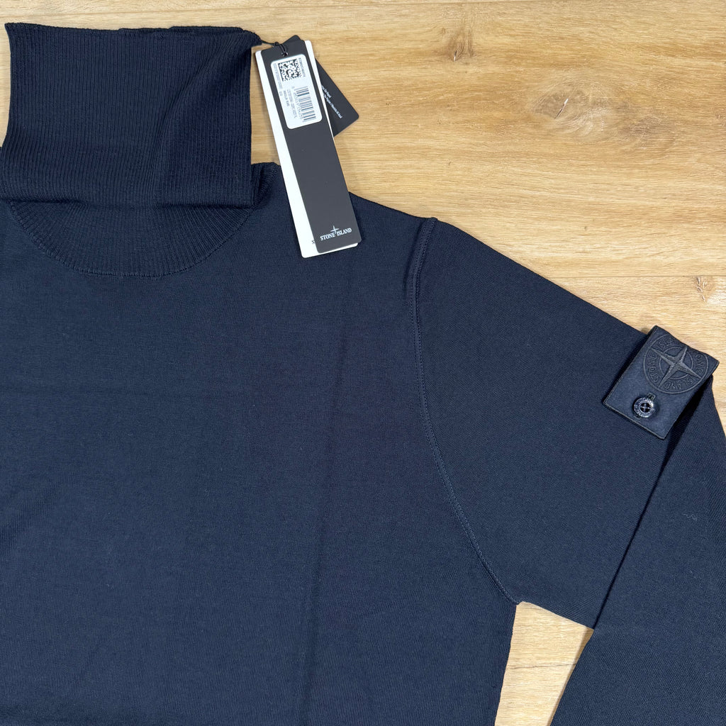 Stone Island Ghost Light Pure RWS Wool Turtleneck Jumper in Navy