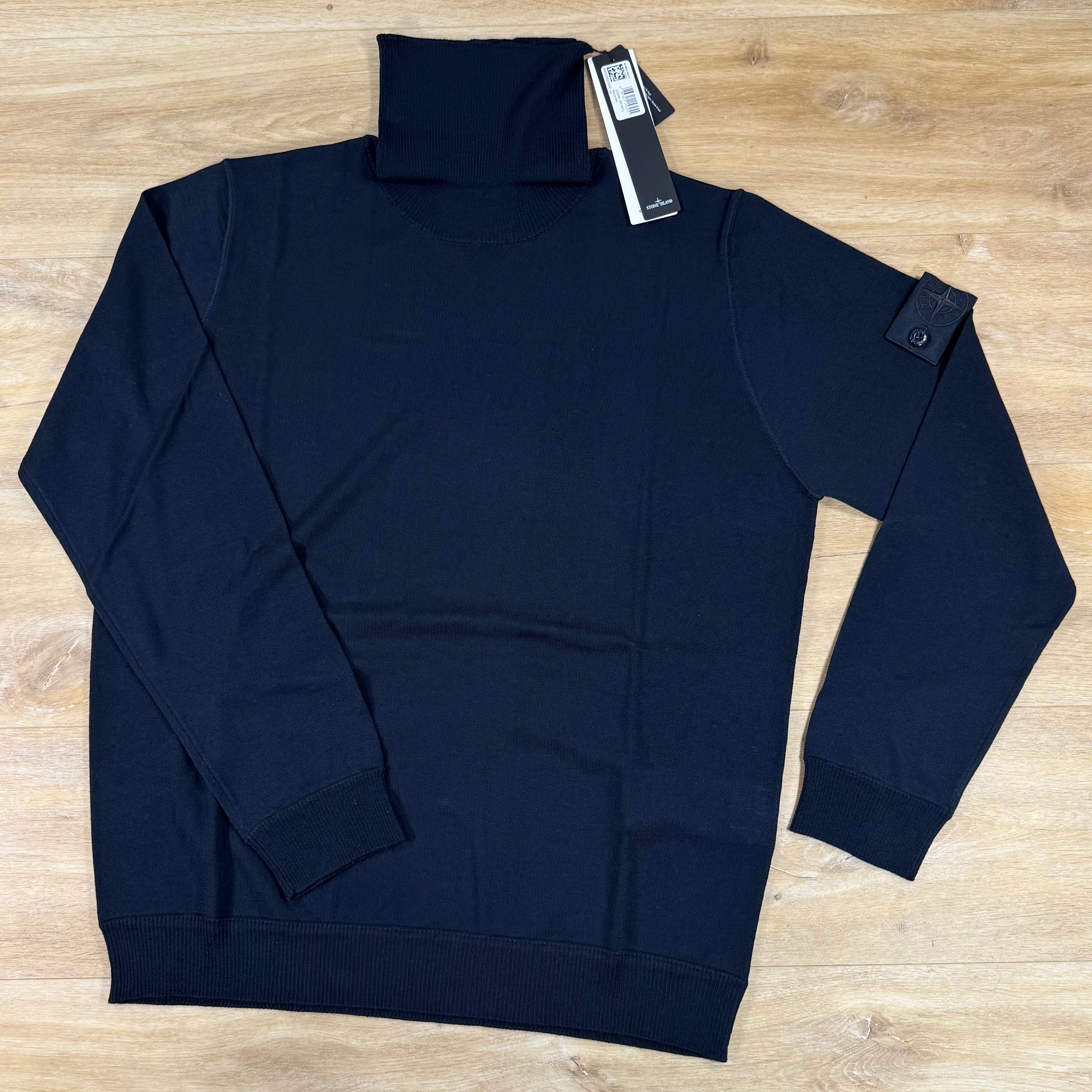 Stone Island Ghost Light Pure RWS Wool Turtleneck Jumper in Navy