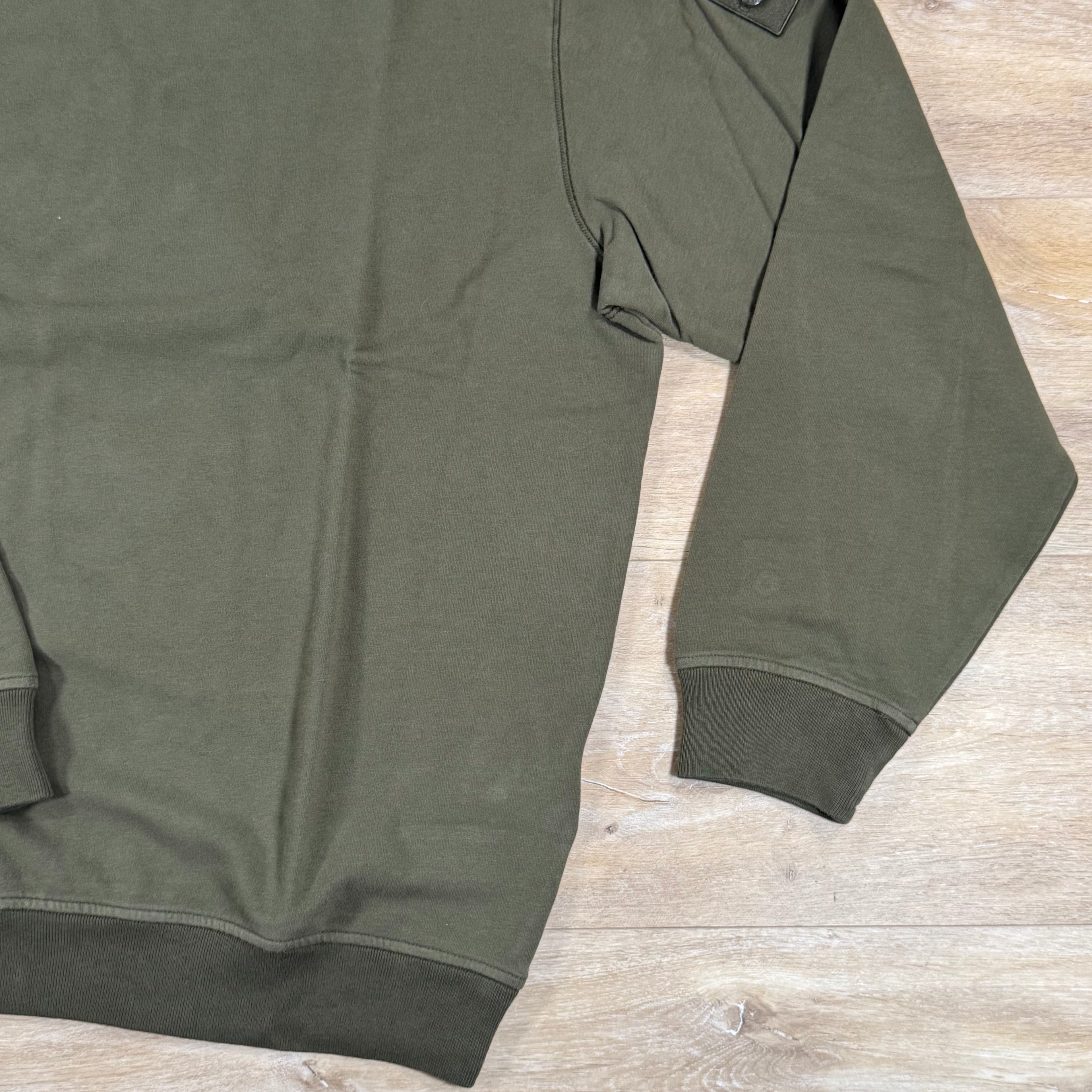 Stone Island Ghost Stretch Cotton Fleece Crewneck Sweatshirt in Military Green