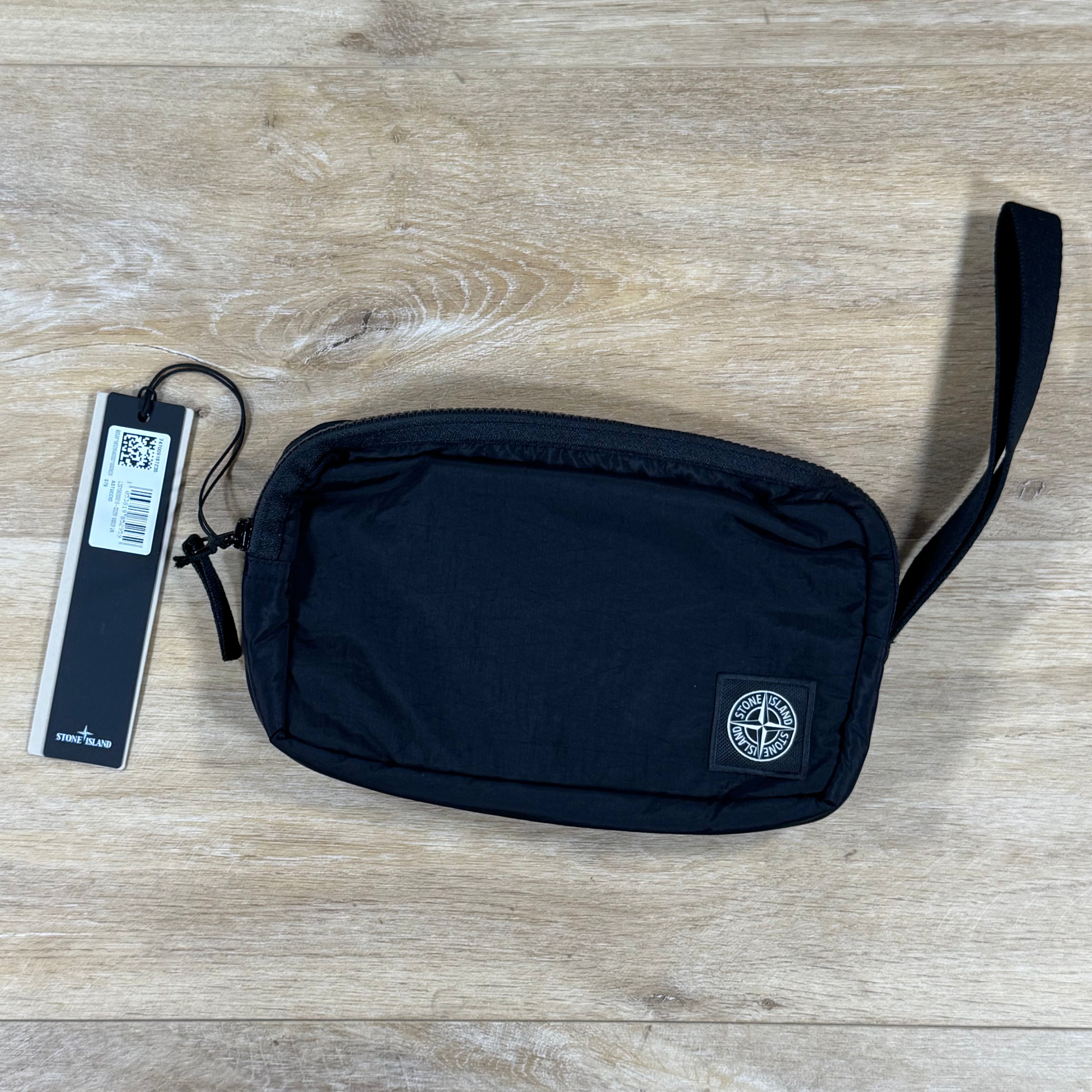 Stone Island Coated Nylon Metal Wrist Pouch in Black
