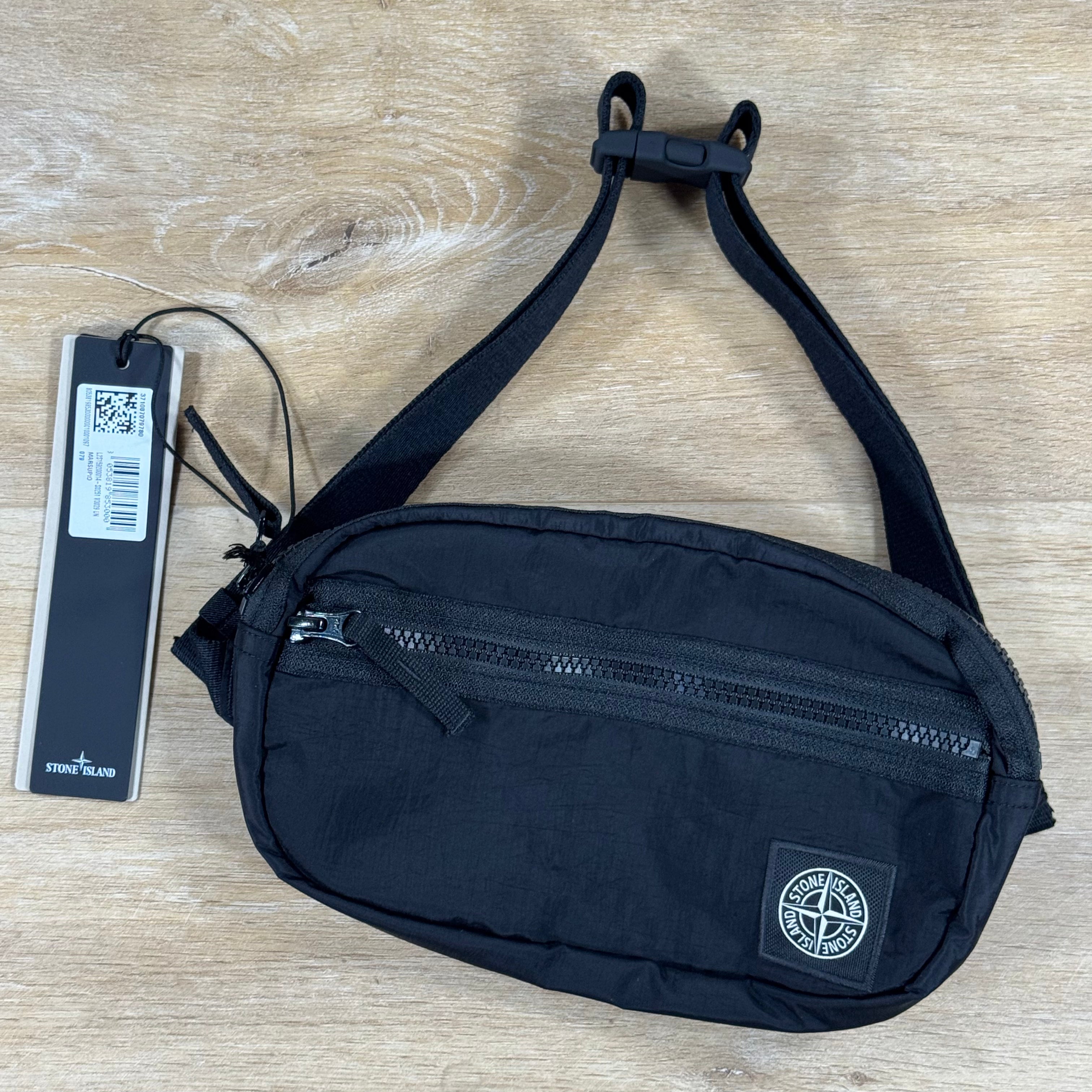 Stone Island Coated Nylon Metal Belt Bag in Black