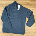 C.P. Company Full Rib Cotton Half Button Lens Sweater in Orion Blue