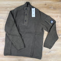 C.P. Company Full Rib Cotton Half Button Lens Sweater in Ivy Green