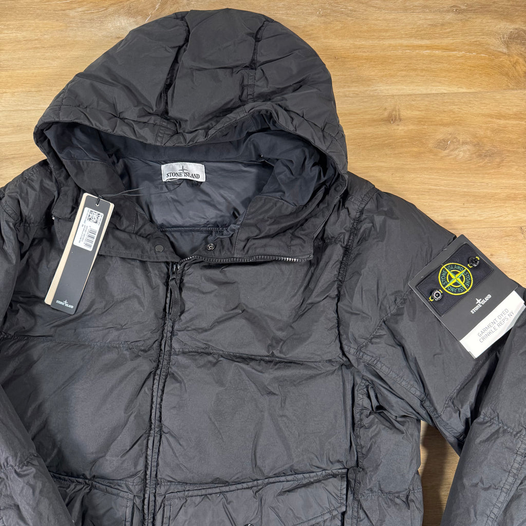 Stone Island Crinkle Reps NY Nylon Down Jacket in Black