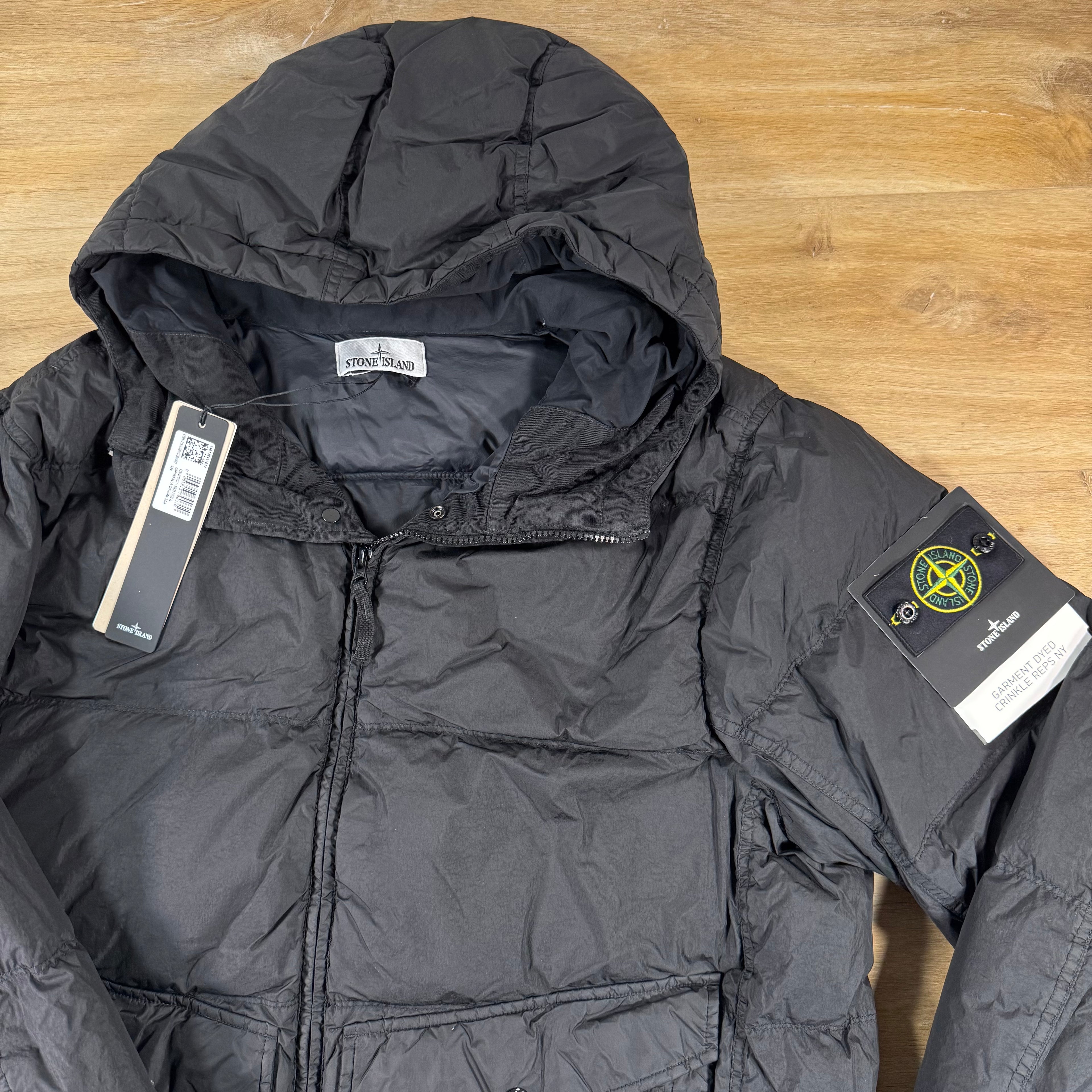 Stone Island Crinkle Reps NY Nylon Down Jacket in Black