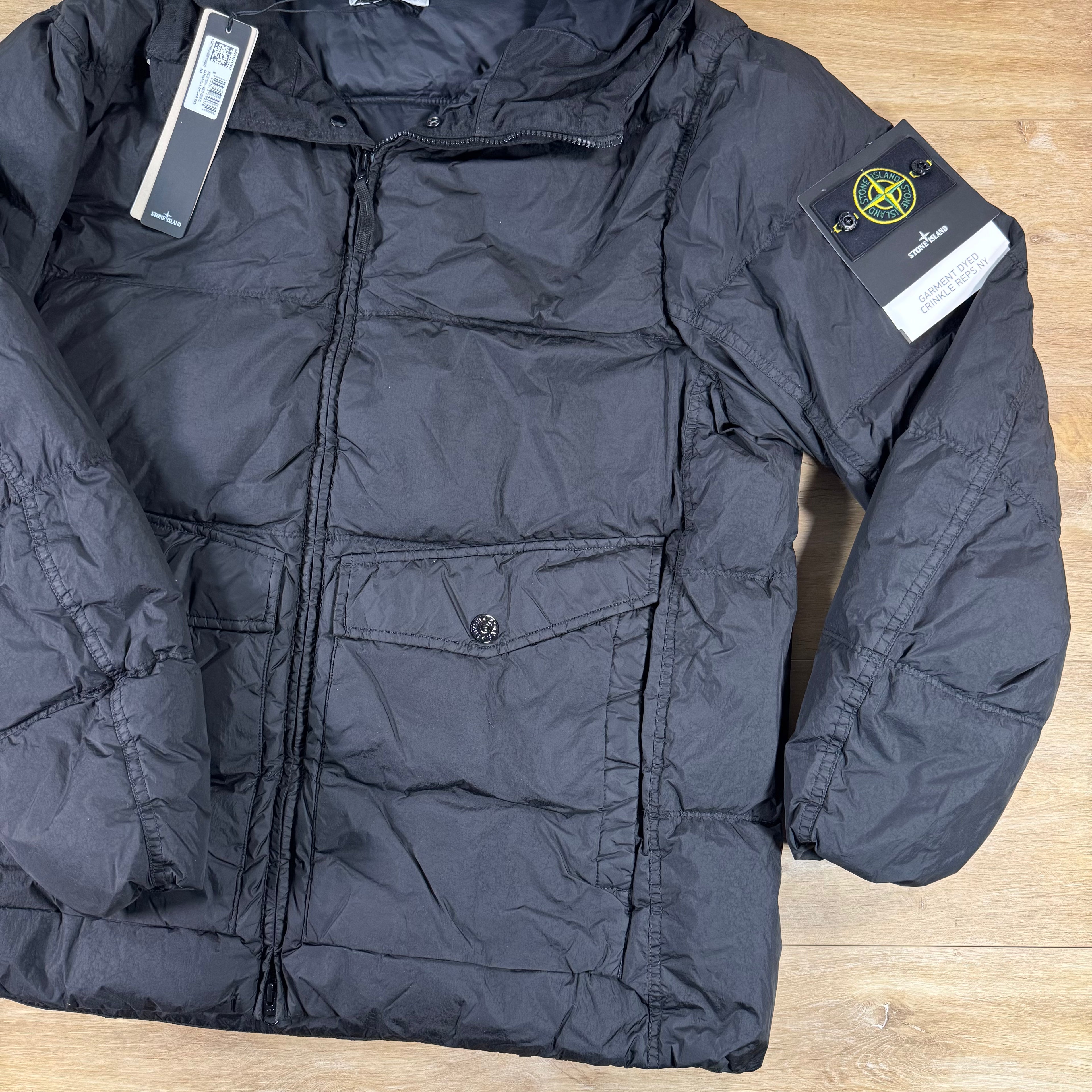 Stone Island Crinkle Reps NY Nylon Down Jacket in Black