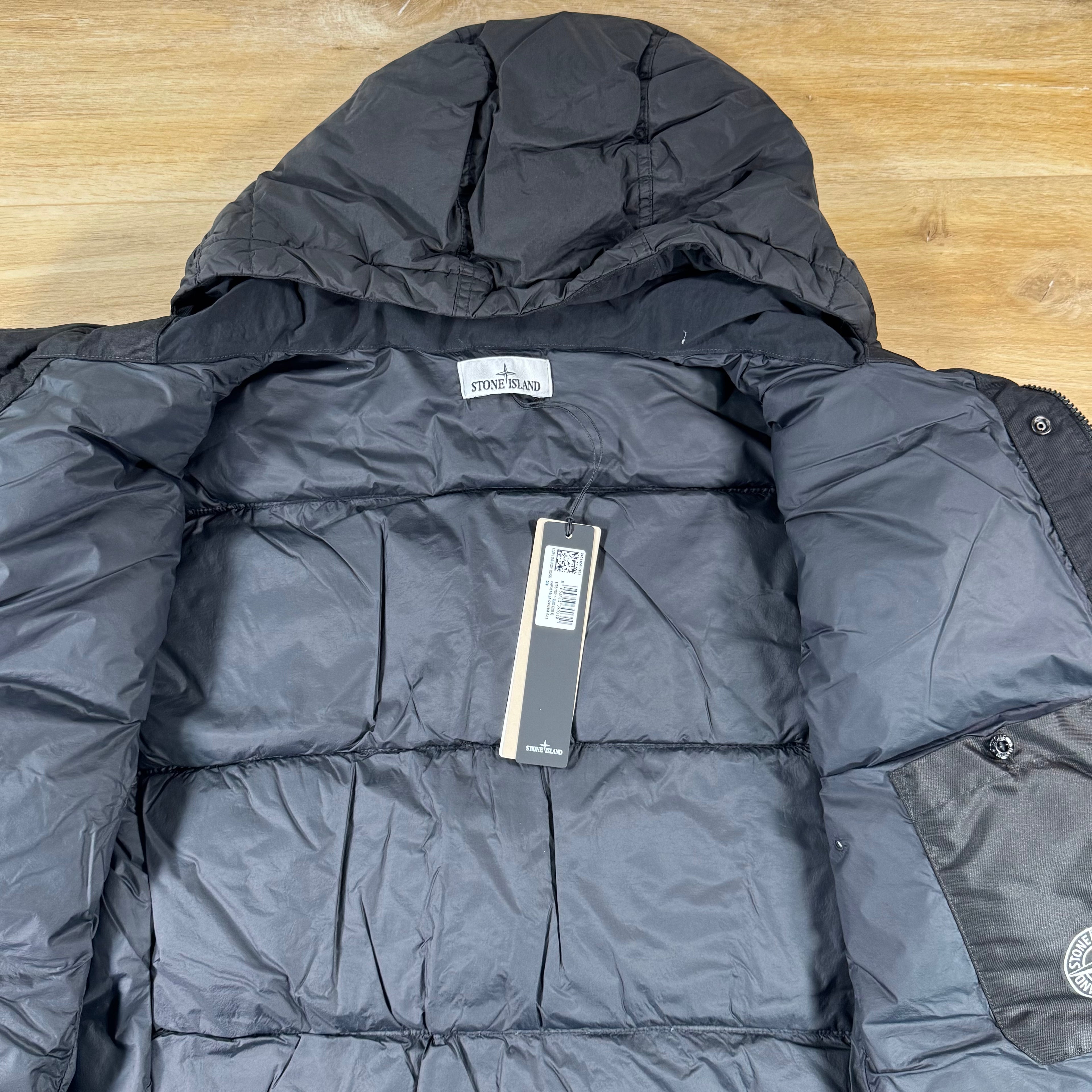 Stone Island Crinkle Reps NY Nylon Down Jacket in Black