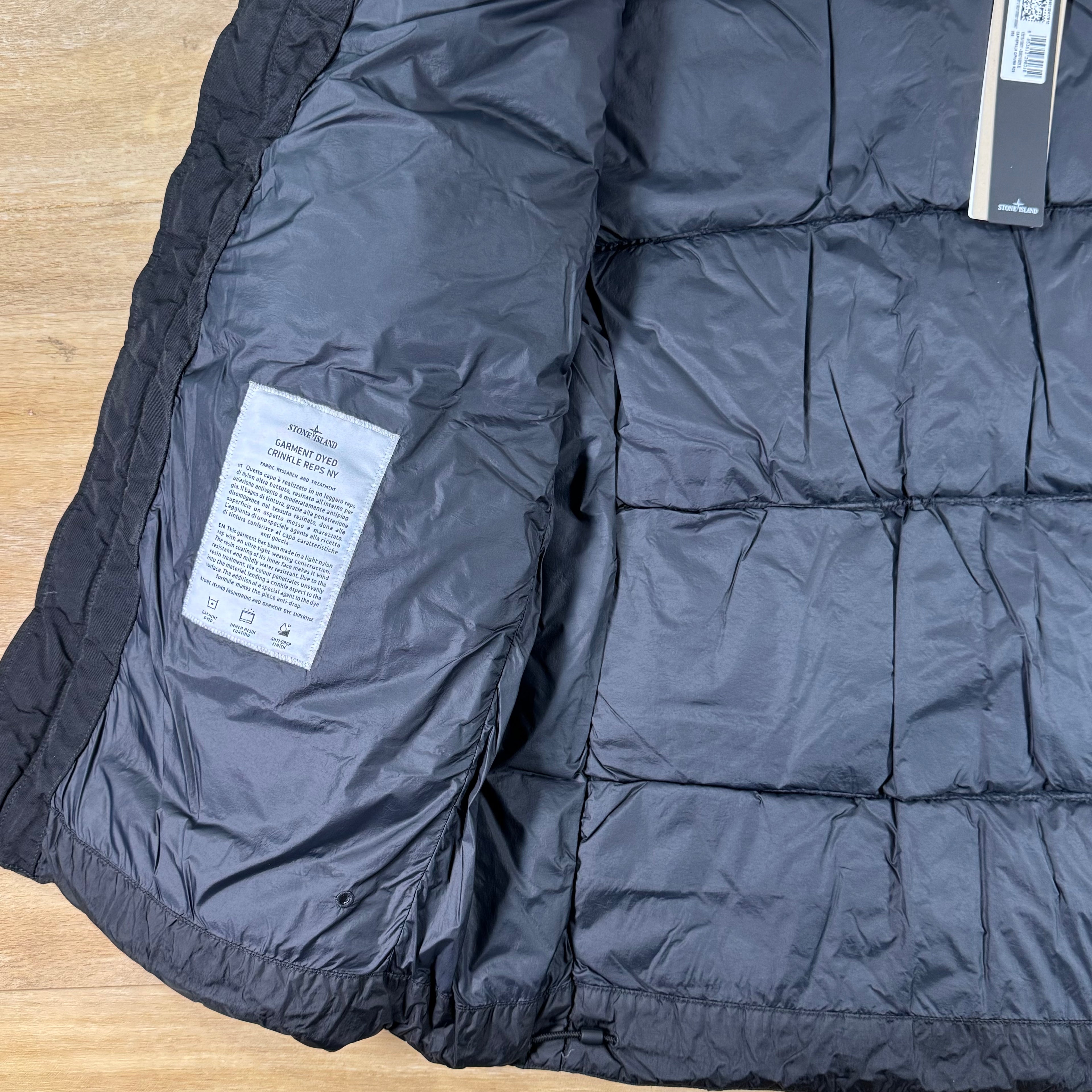 Stone Island Crinkle Reps NY Nylon Down Jacket in Black