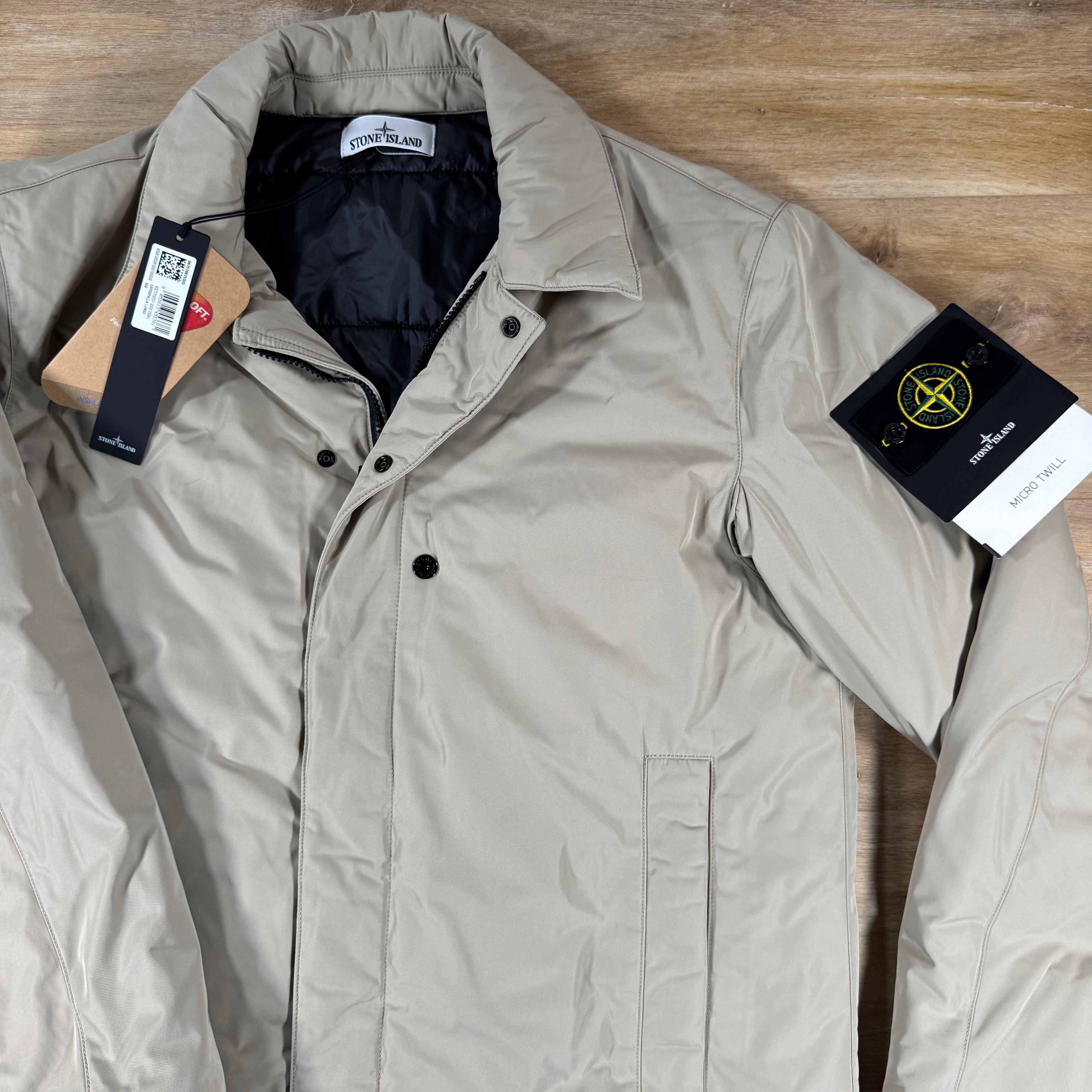 Stone Island Micro Twill Padded Car Coat in Desert