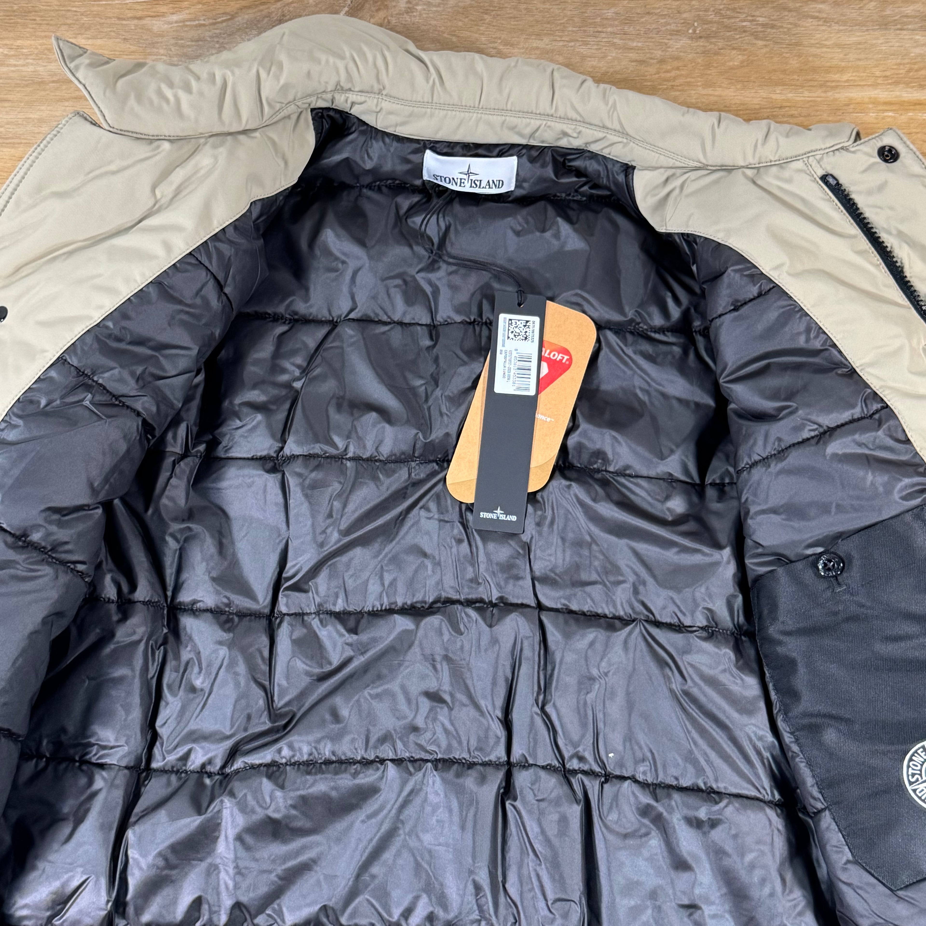 Stone Island Micro Twill Padded Car Coat in Desert