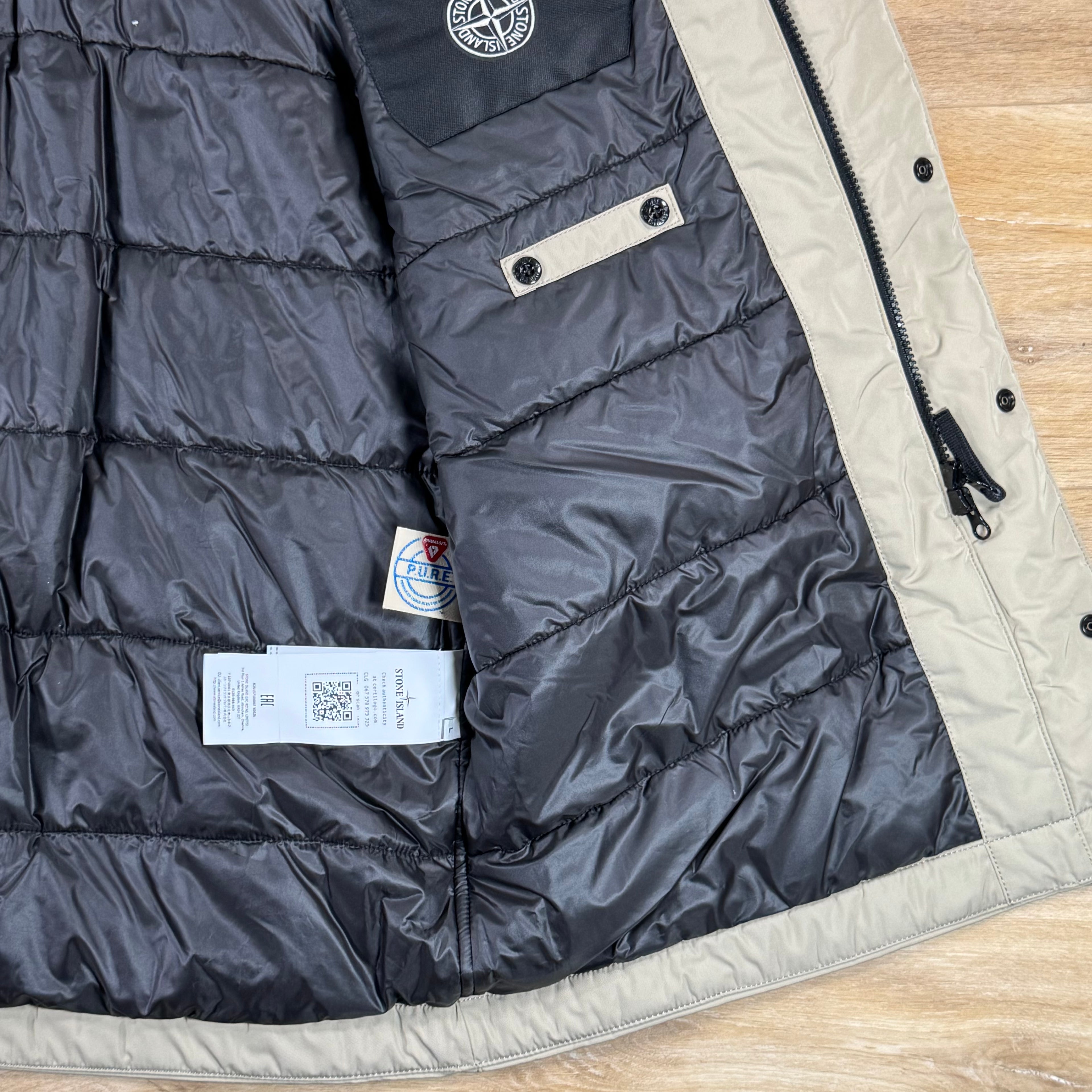 Stone Island Micro Twill Padded Car Coat in Desert