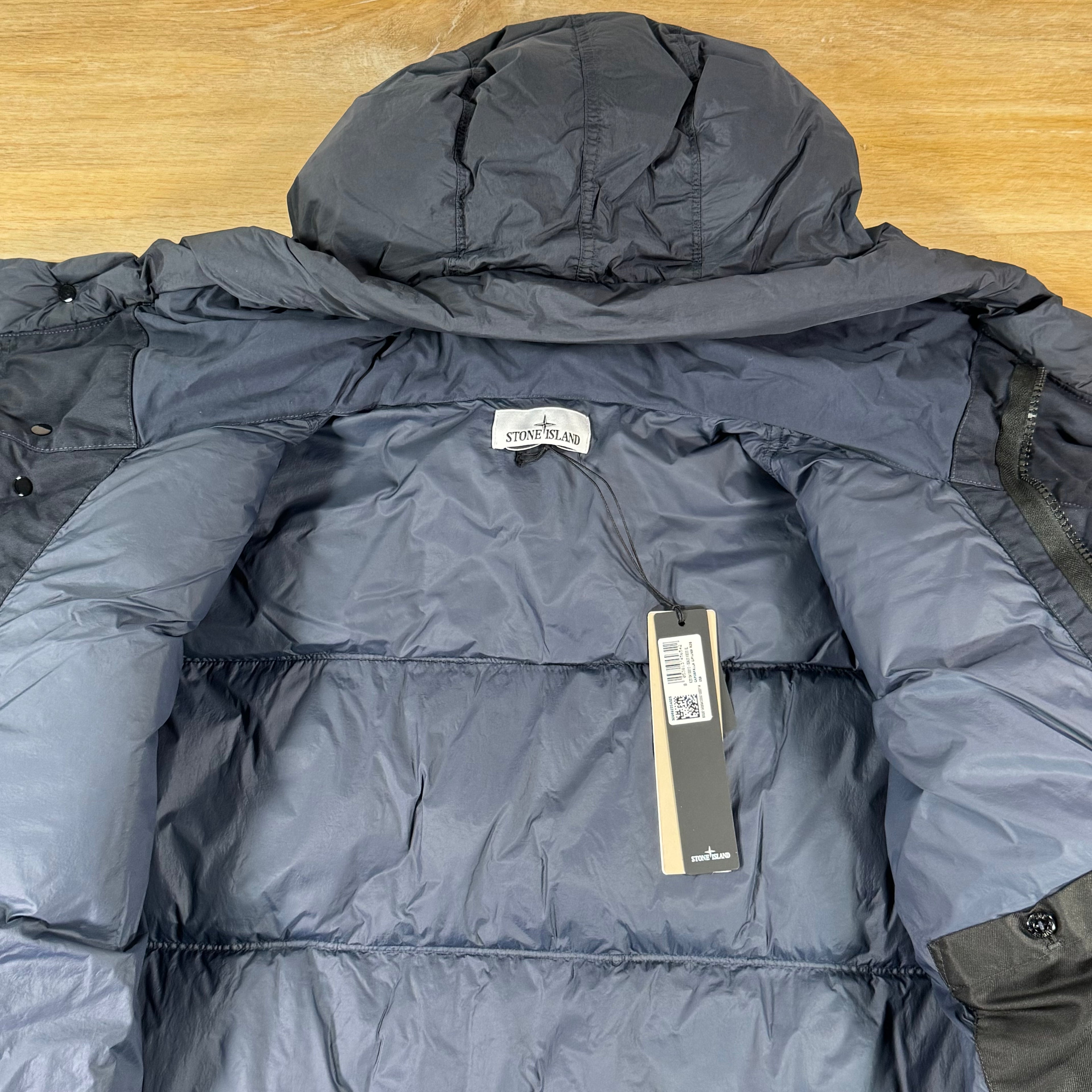 Stone Island Crinkle Reps NY Nylon Down Parka in Navy