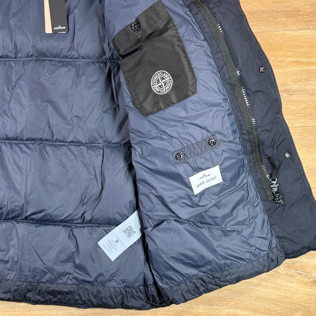 Stone Island Crinkle Reps NY Nylon Down Parka in Navy