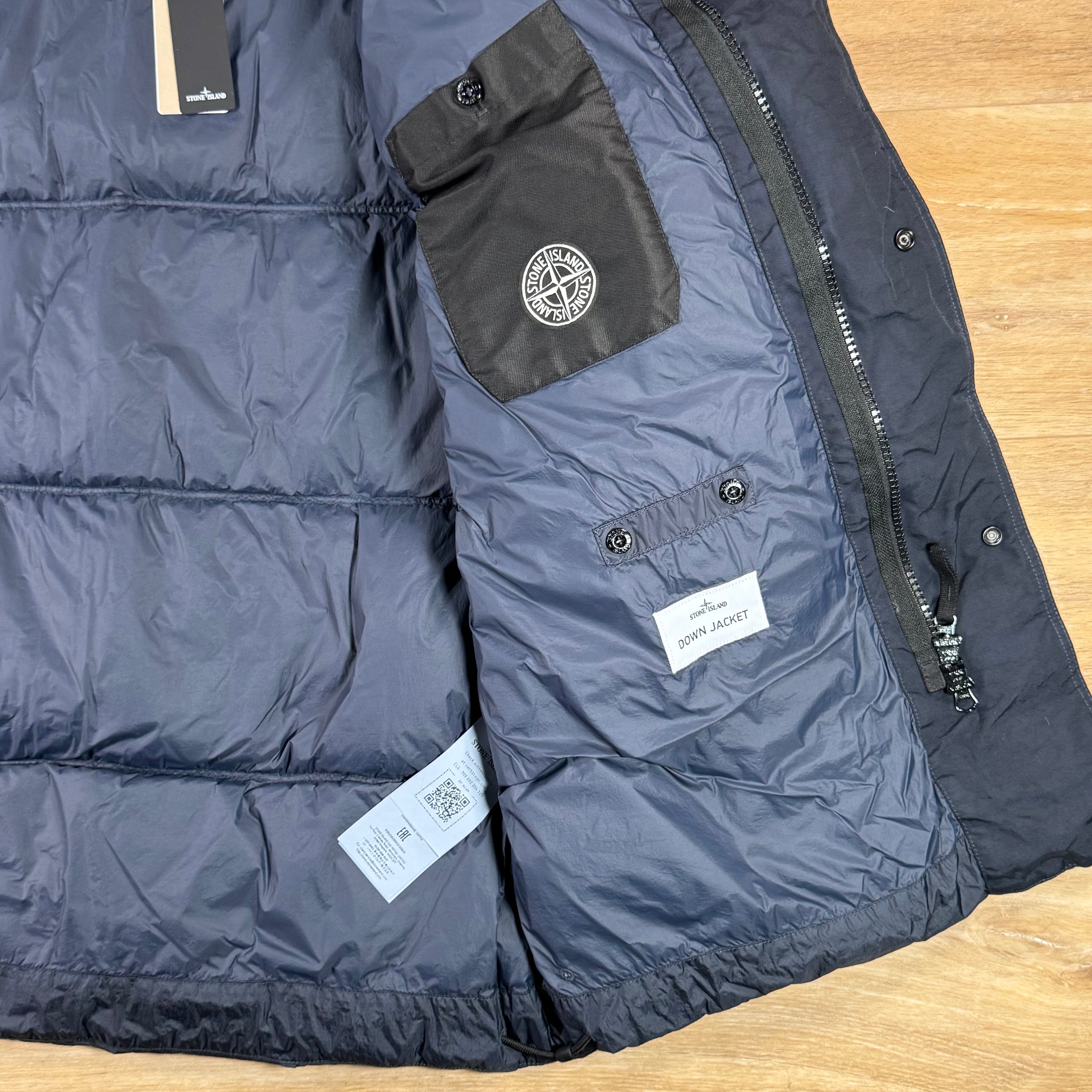 Stone Island Crinkle Reps NY Nylon Down Parka in Navy