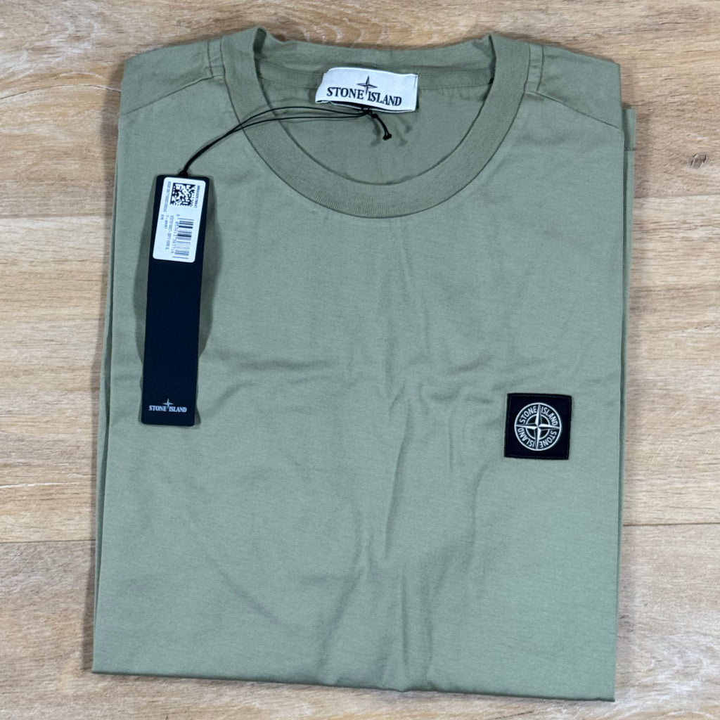 Stone Island Compass Patch Logo T-Shirt in Sage Green