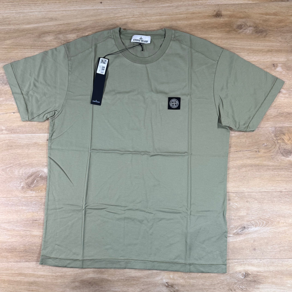 Stone Island Compass Patch Logo T-Shirt in Sage Green