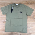 Stone Island Compass Patch Logo T-Shirt in Sage Green
