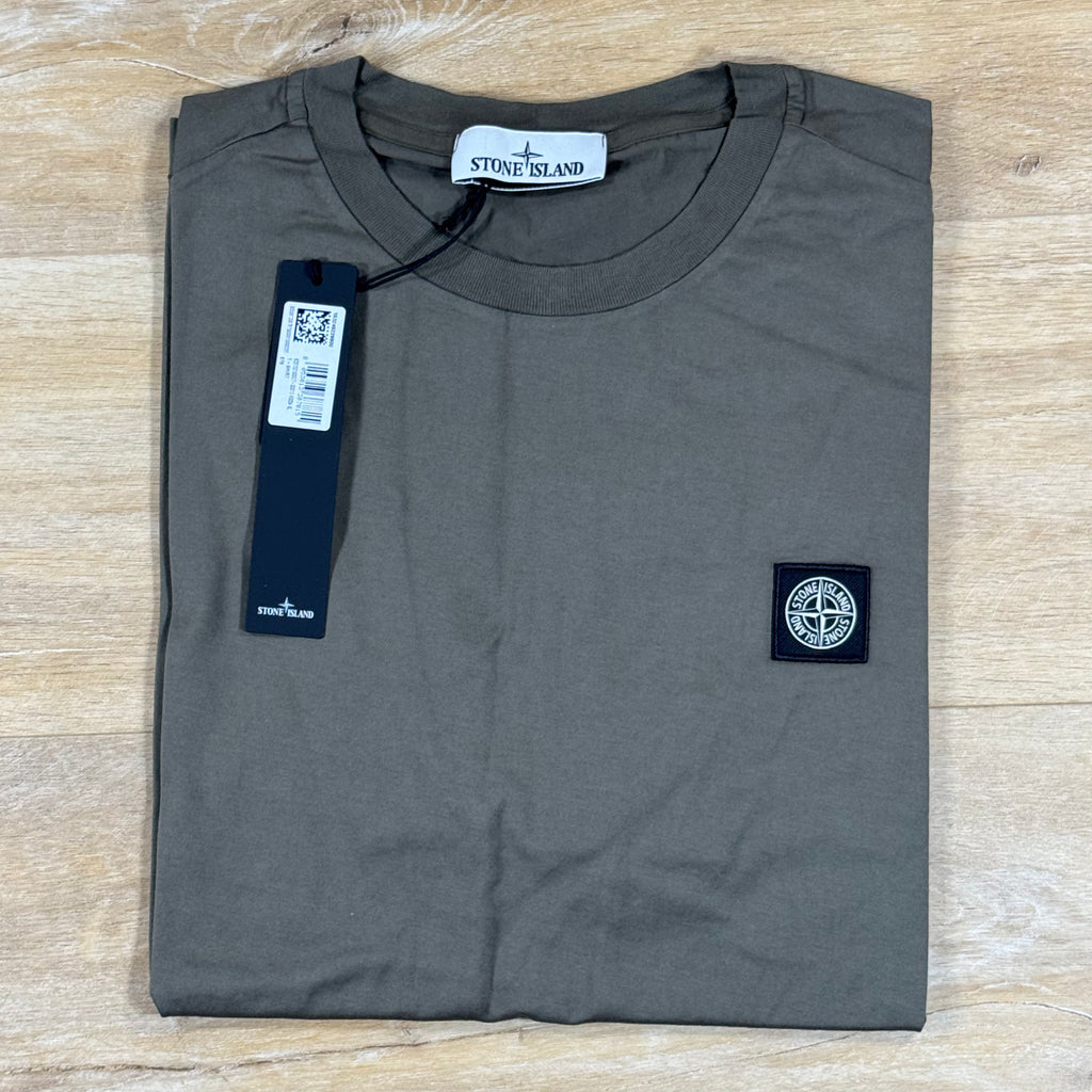 Stone Island Compass Patch Logo T-Shirt in Military Green