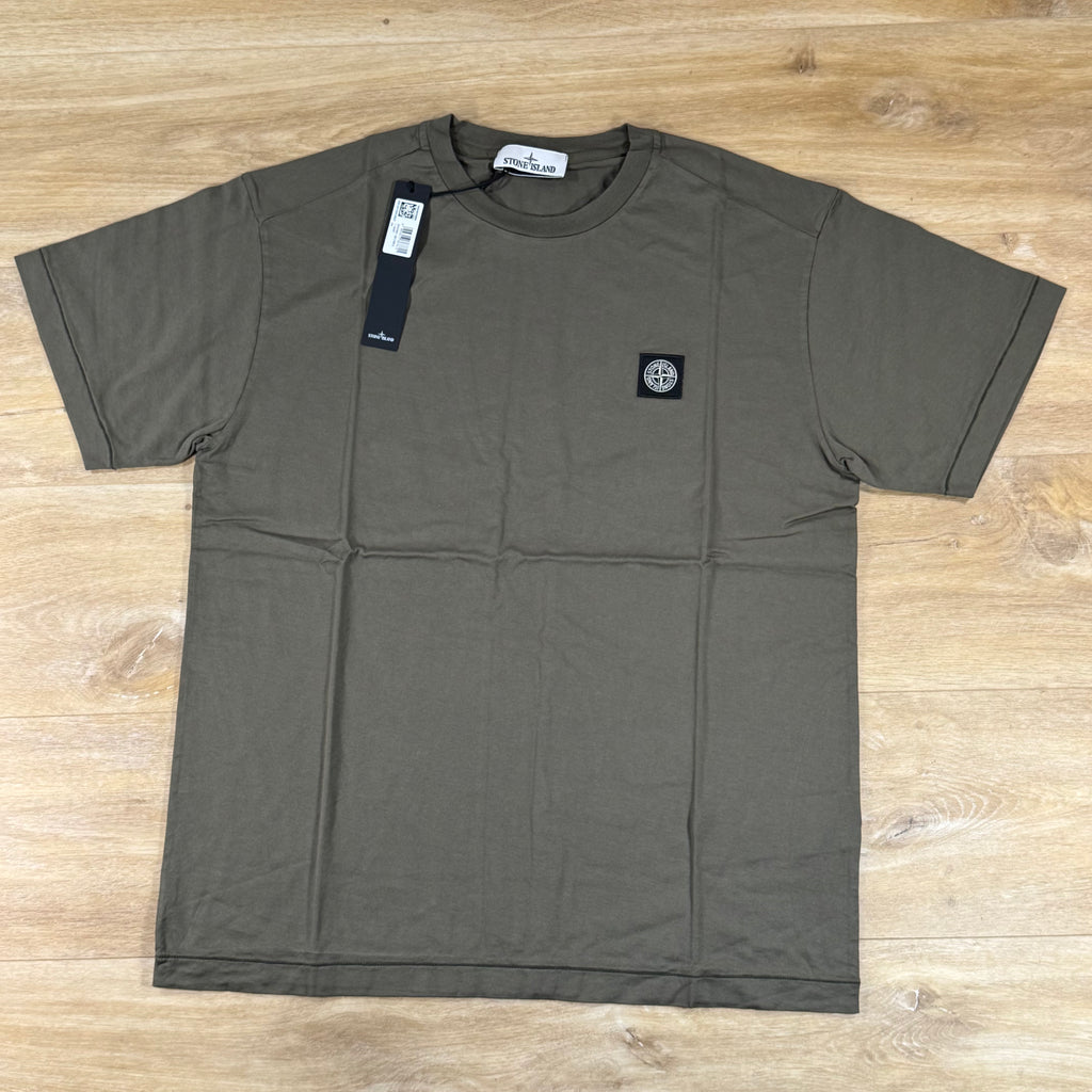 Stone Island Compass Patch Logo T-Shirt in Military Green