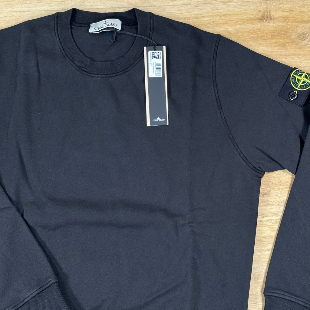 Stone Island Organic Cotton Fleece Crewneck Sweatshirt in Black