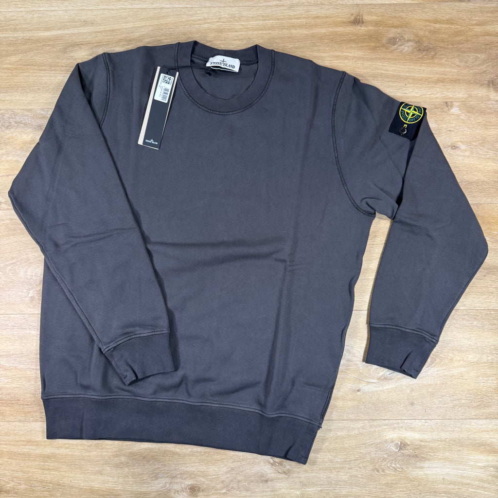 Stone Island Organic Cotton Fleece Crewneck Sweatshirt in Lead Grey