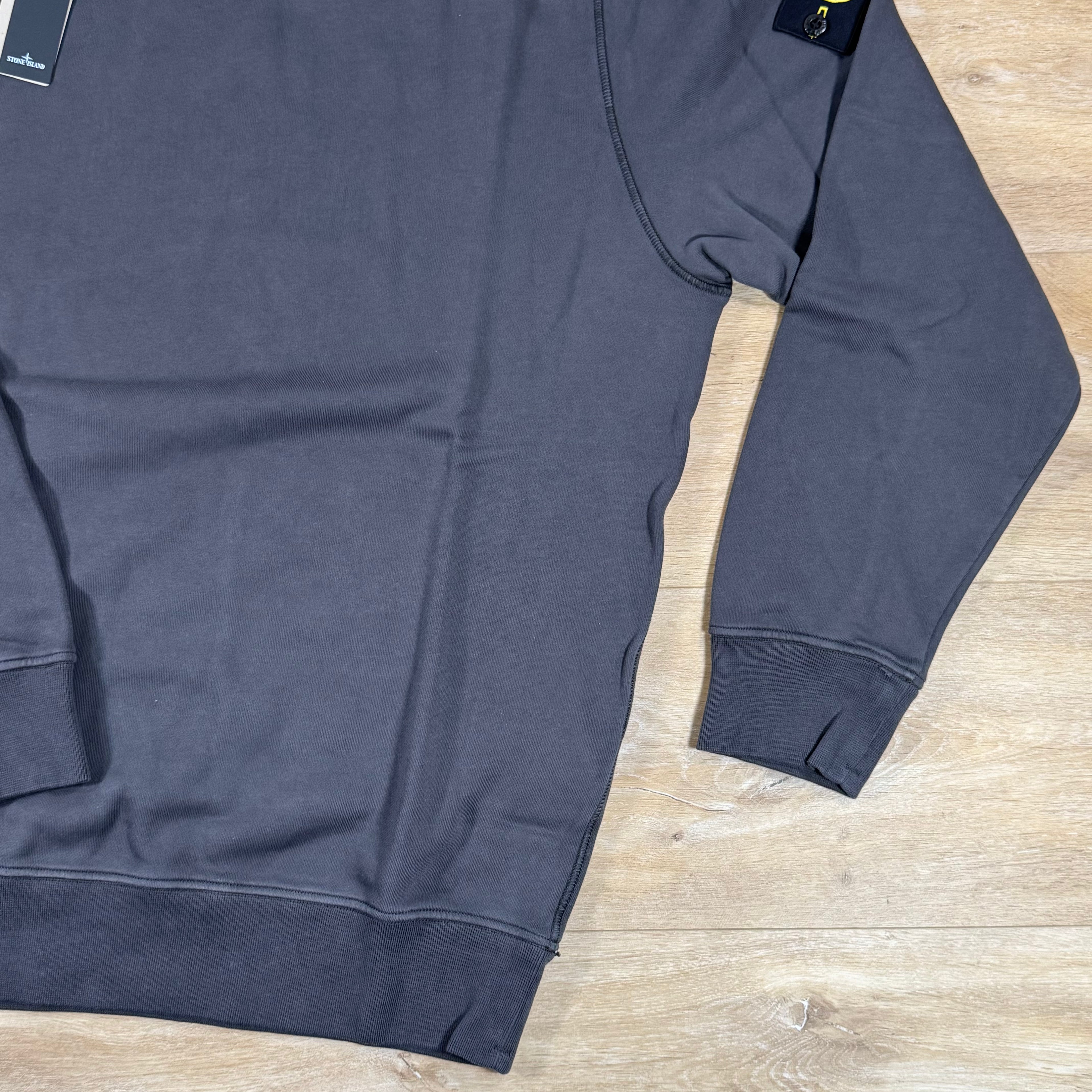 Stone Island Organic Cotton Fleece Crewneck Sweatshirt in Lead Grey