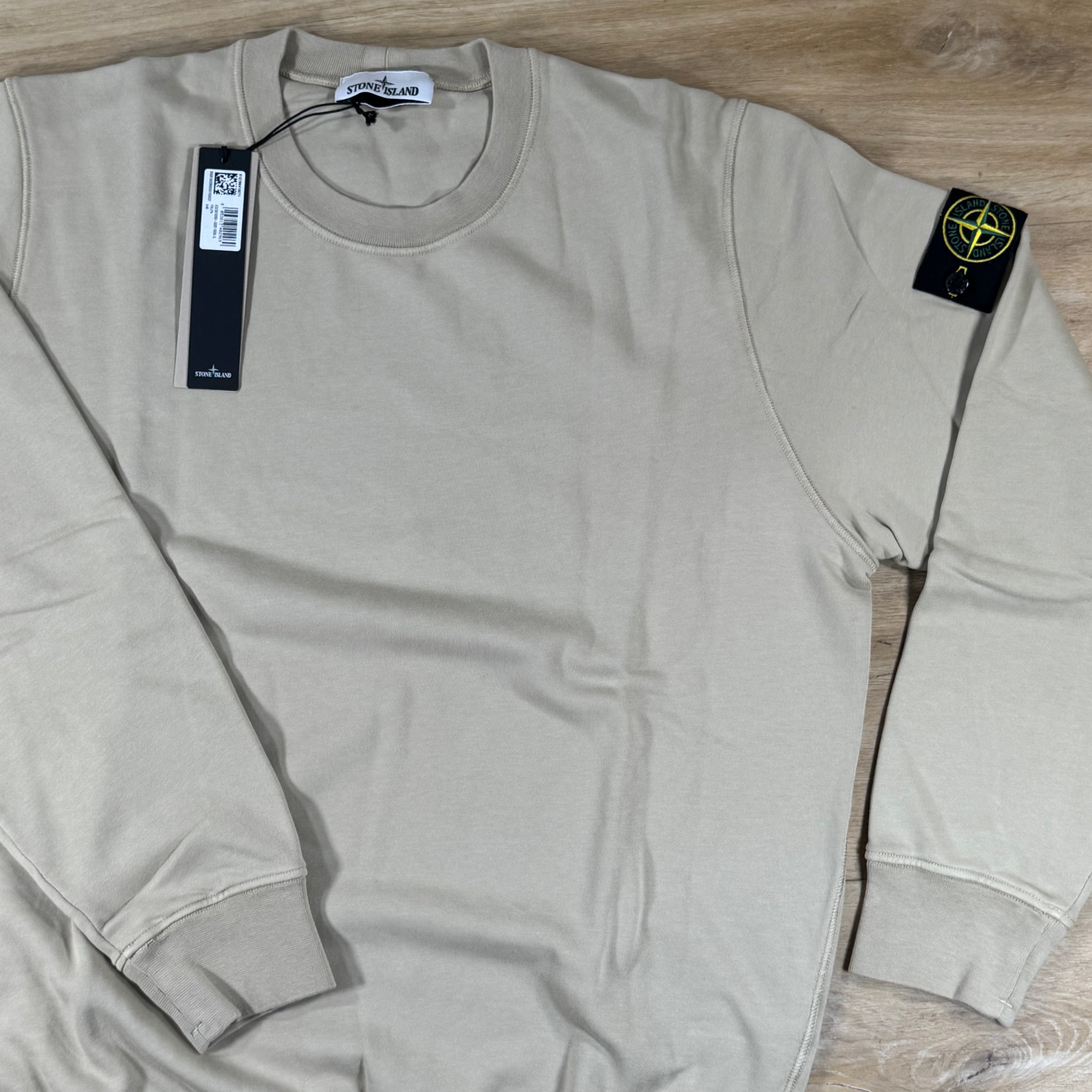 Stone Island Organic Cotton Fleece Crewneck Sweatshirt in Desert