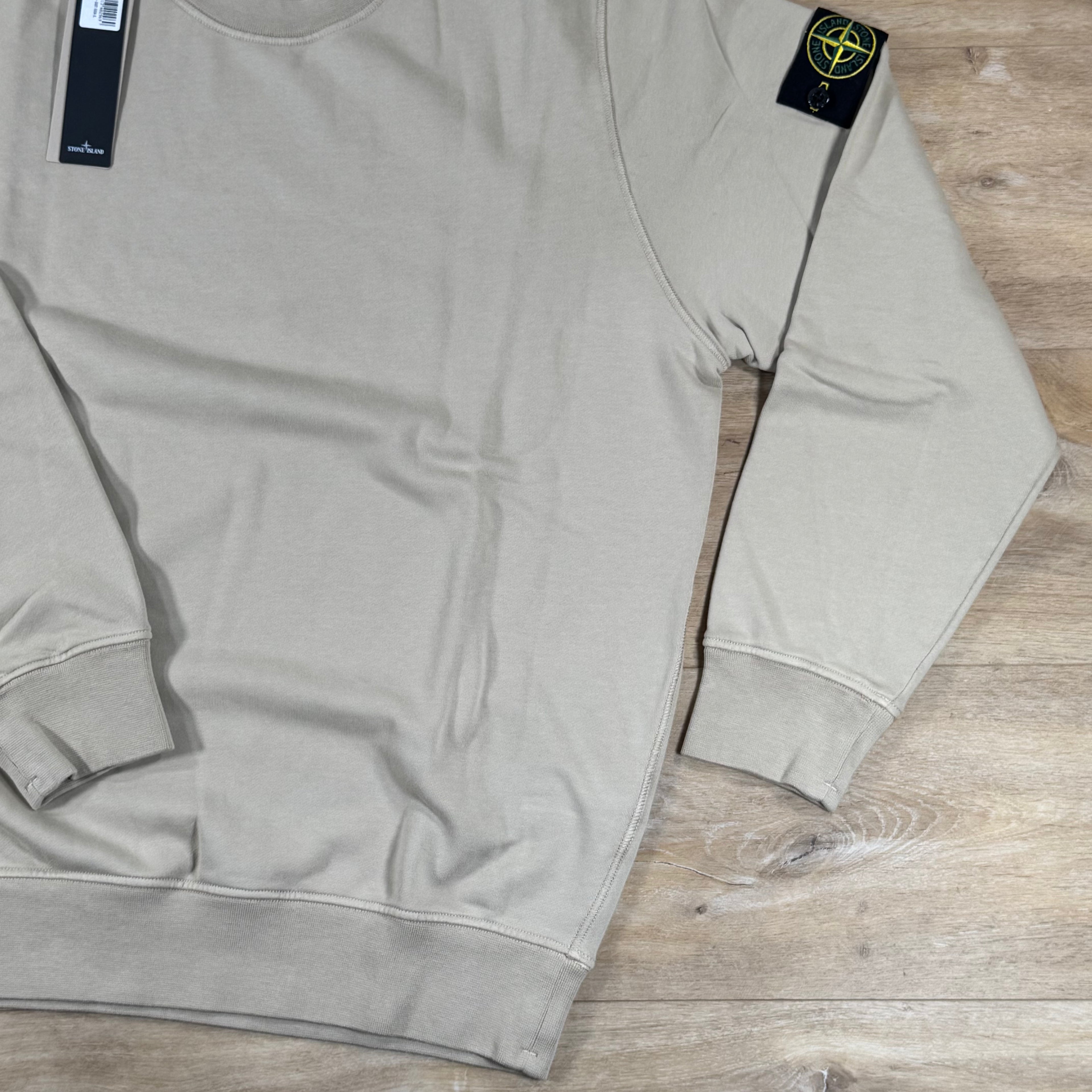 Stone Island Organic Cotton Fleece Crewneck Sweatshirt in Desert