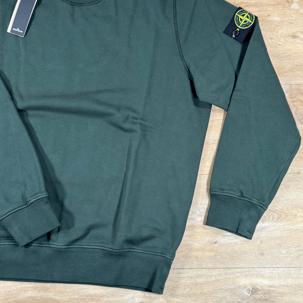 Stone Island Organic Cotton Fleece Crewneck Sweatshirt in Juniper Green