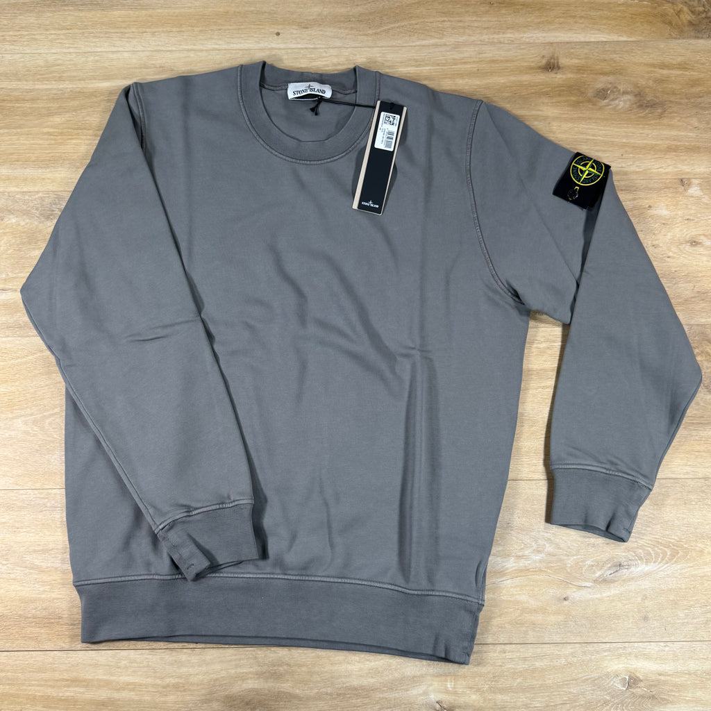Stone Island Organic Cotton Fleece Crewneck Sweatshirt in Cement