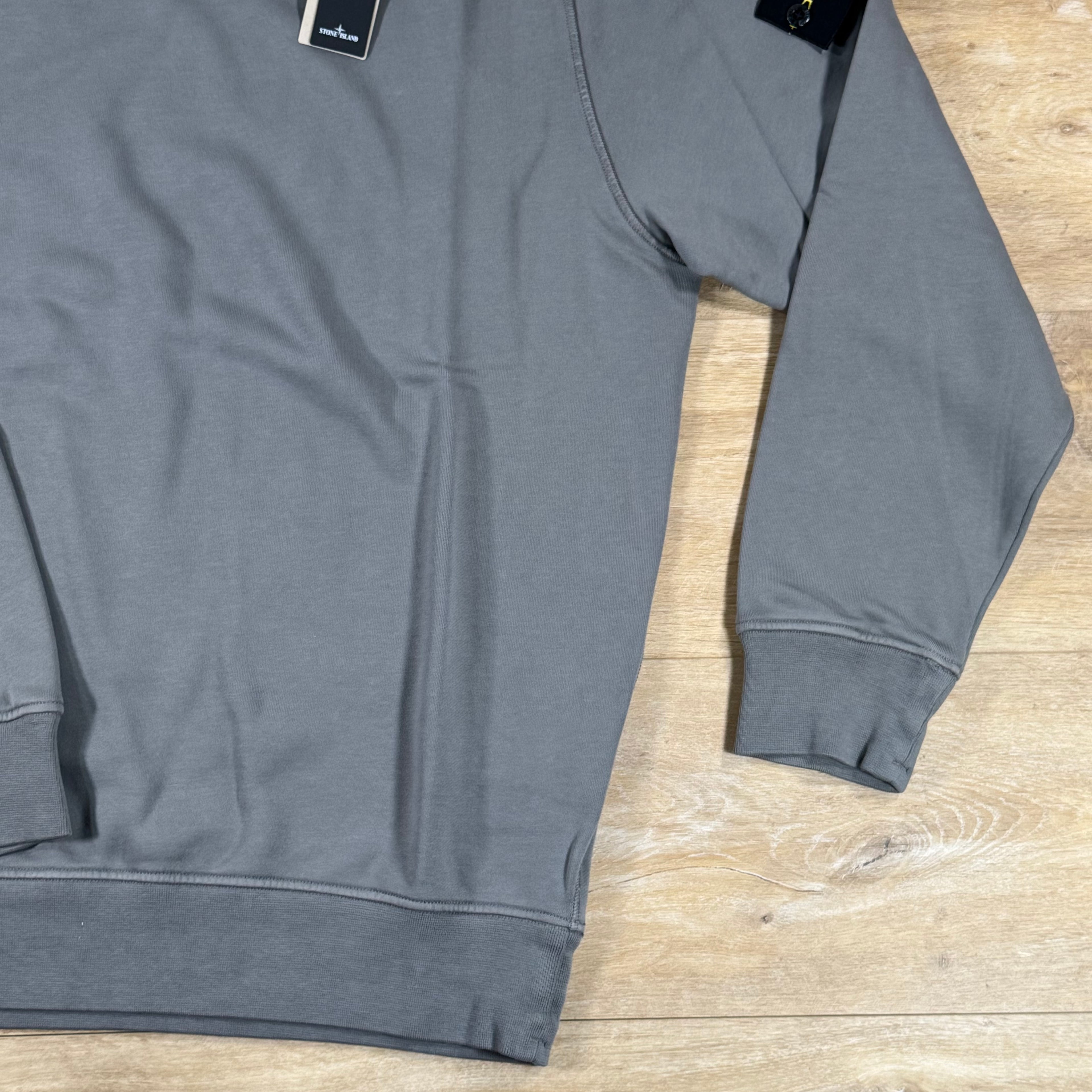 Stone Island Organic Cotton Fleece Crewneck Sweatshirt in Cement