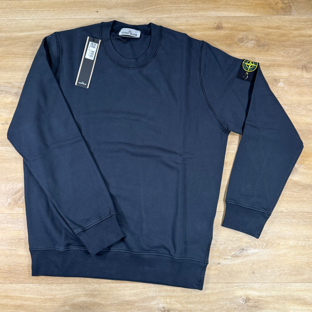 Stone Island Organic Cotton Fleece Crewneck Sweatshirt in Navy