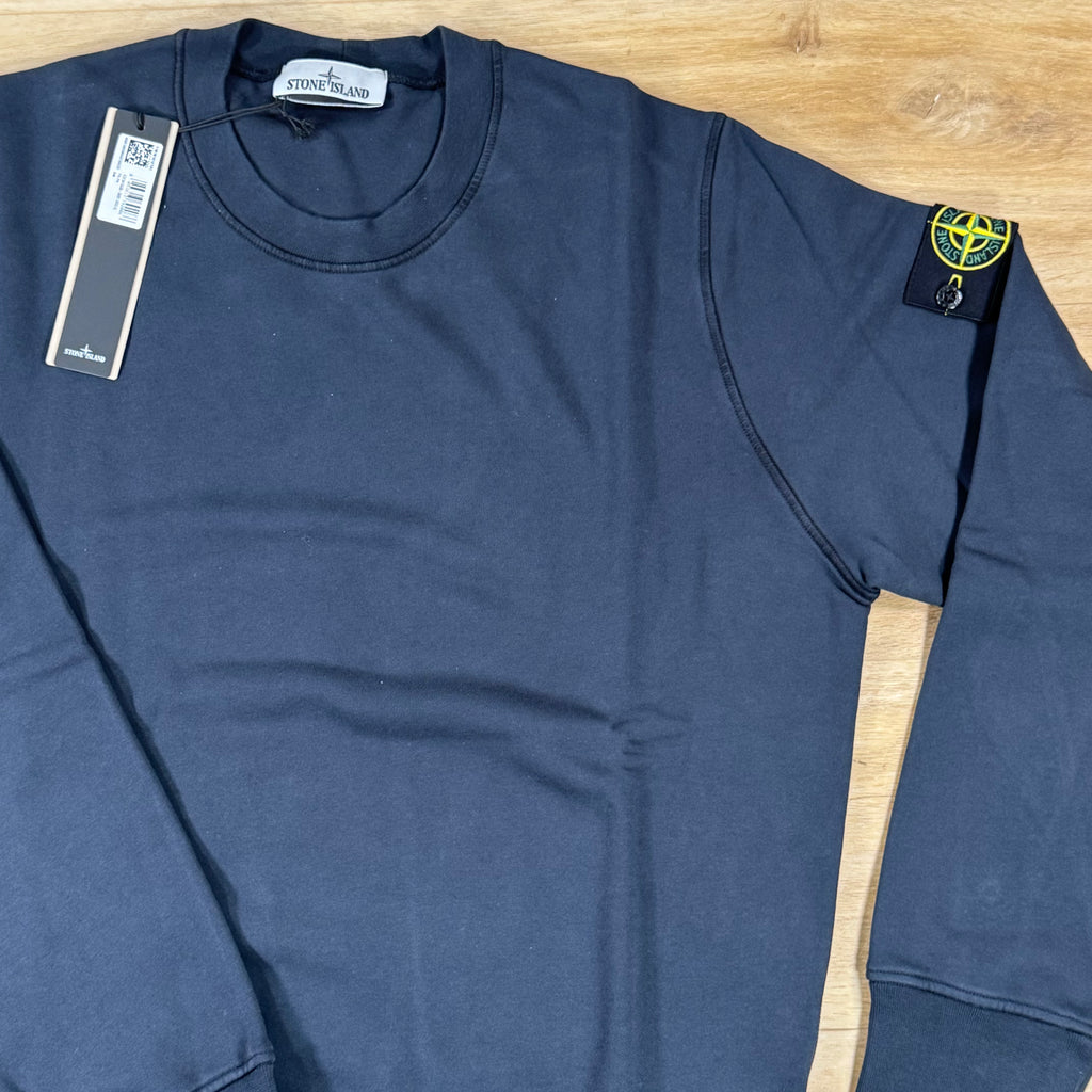 Stone Island Organic Cotton Fleece Crewneck Sweatshirt in Navy