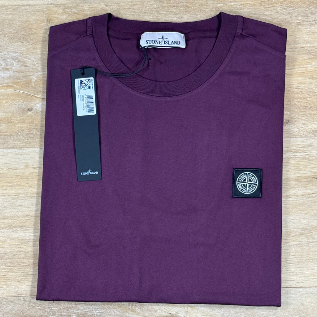 Stone Island Compass Patch Logo T-Shirt in Amaranth