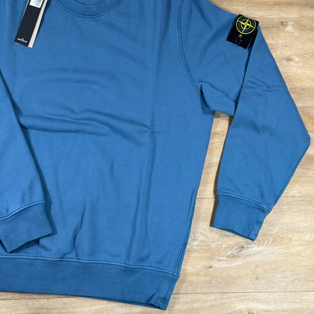 Stone Island Organic Cotton Fleece Crewneck Sweatshirt in Steel Blue