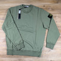 Stone Island Organic Cotton Fleece Crewneck Sweatshirt in Sage Green